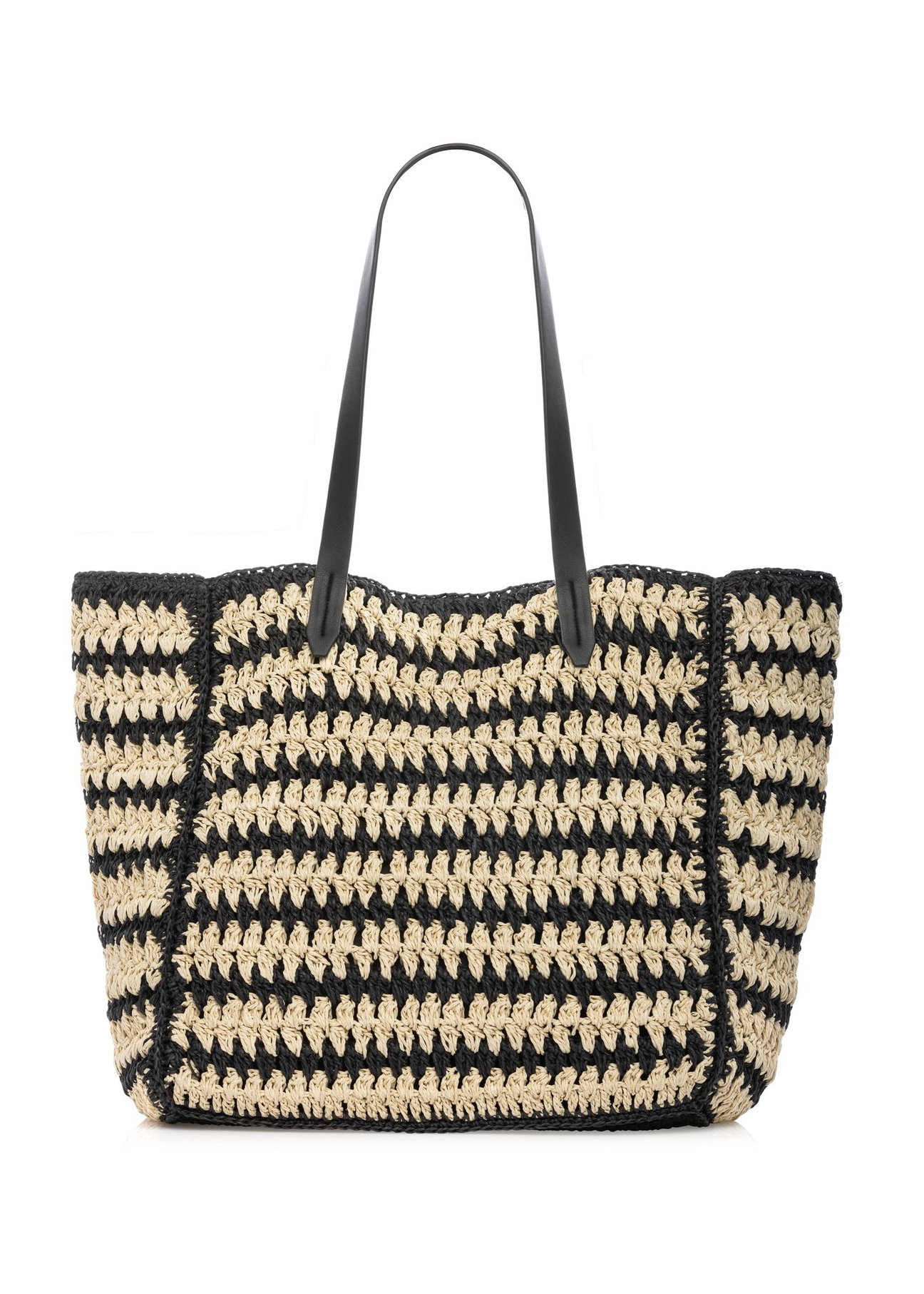 Women's handbag made of natural straw TOREC-1226-1E(W26) - product view from the back, on a white background.