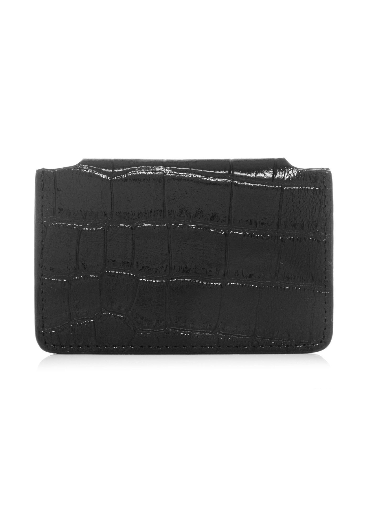 Small black leather women's wallet PORES-0890-9G(W26), back view of the product on a white background.