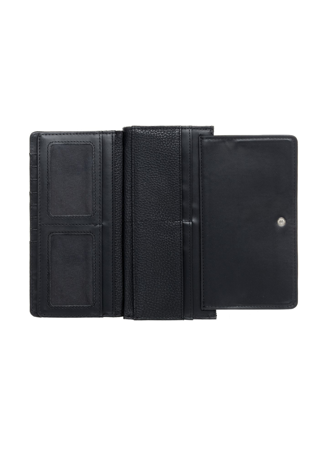 Large black women's wallet with logo POREC-0343A-99(Z25), product view inside on white background.