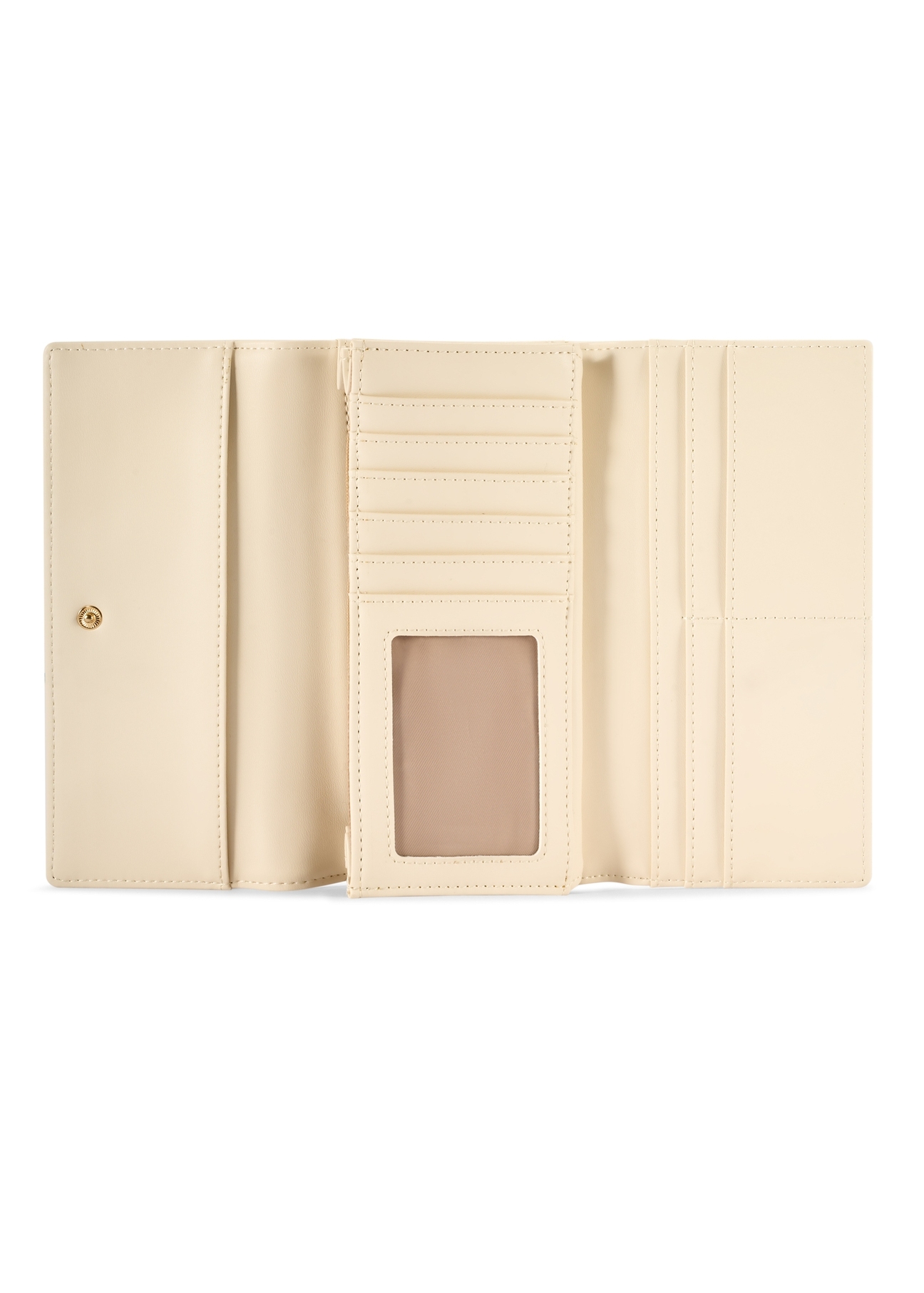 Large cream women's wallet POREC-0411-0B(W26), product view inside on white background.