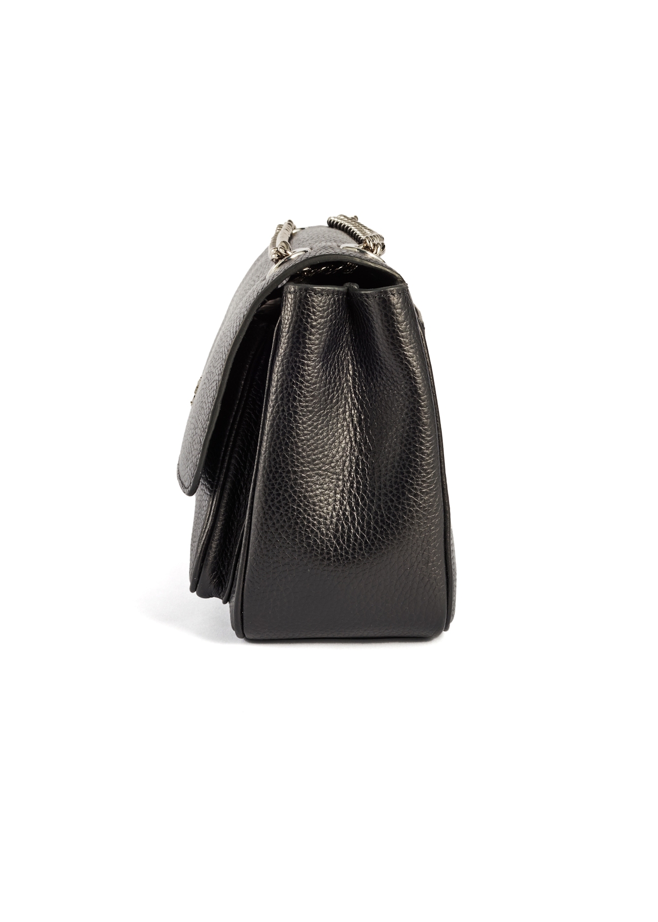 Leather black shoulder bag TORES-1147A-99(Z25) - side view of the product on a white background.