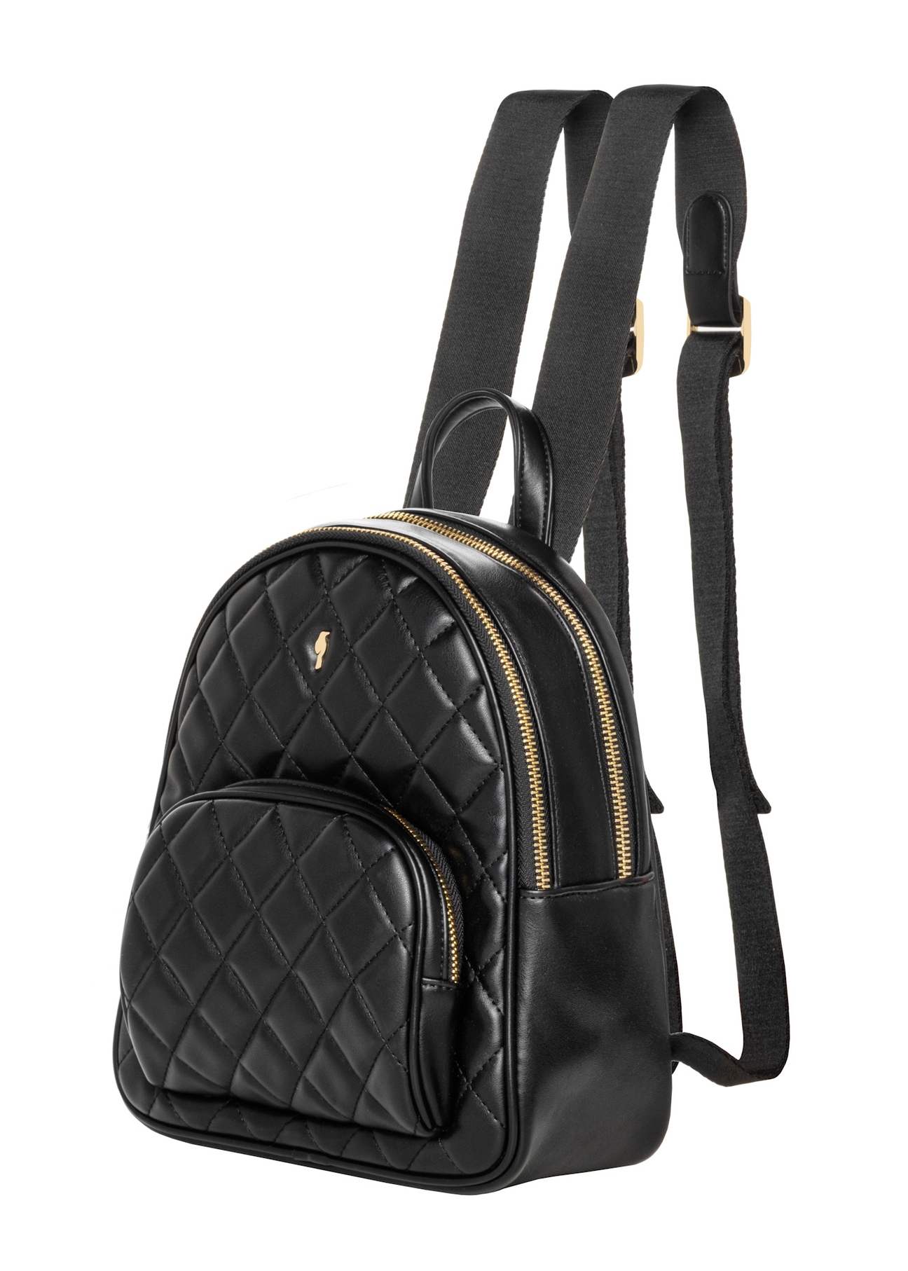 Black quilted women's backpack TOREC-1314-99(Z26), angled product view on a white background.