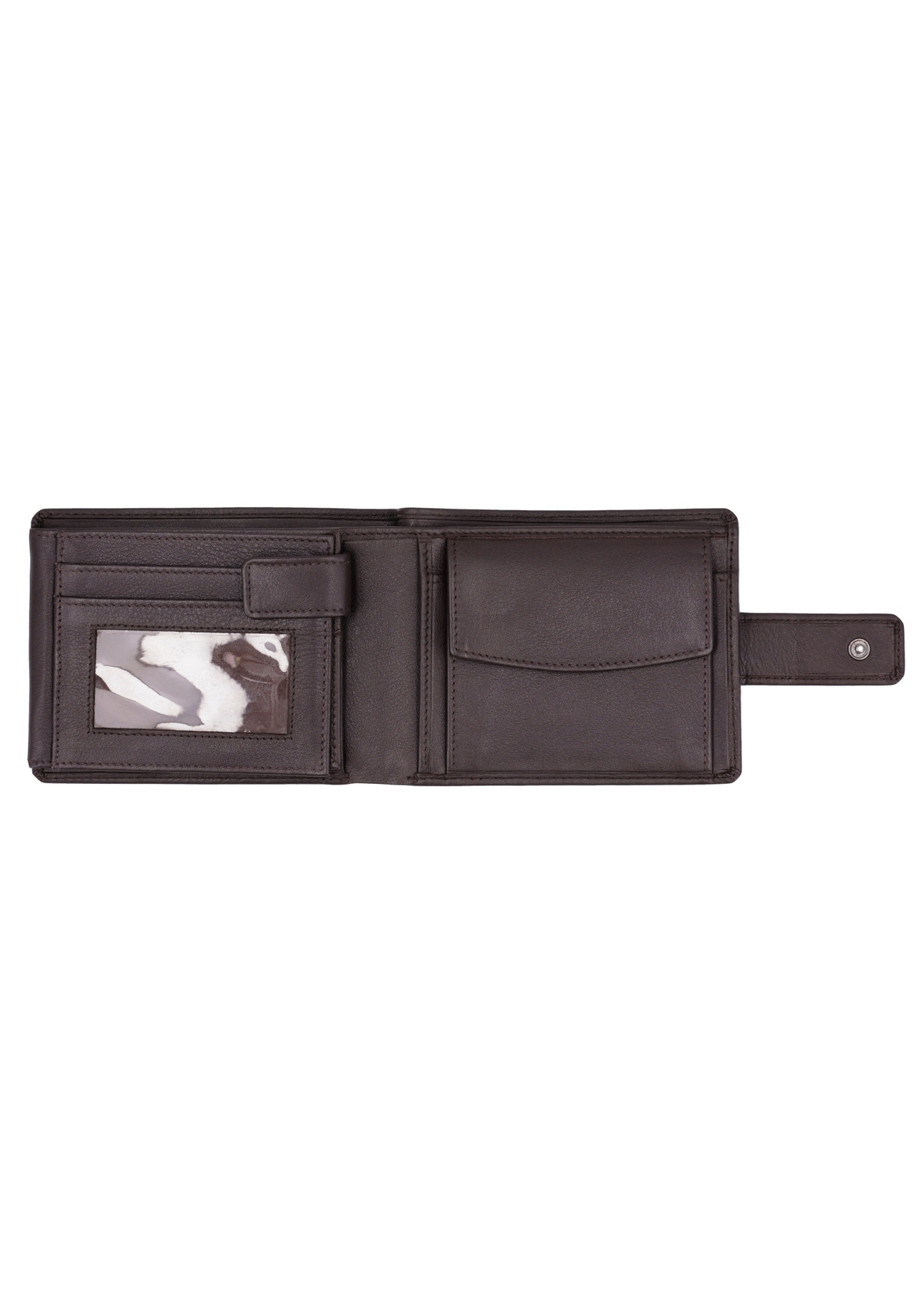Brown men's leather wallet PORMS-0709-1H(Z26) - product view from above, on white background.