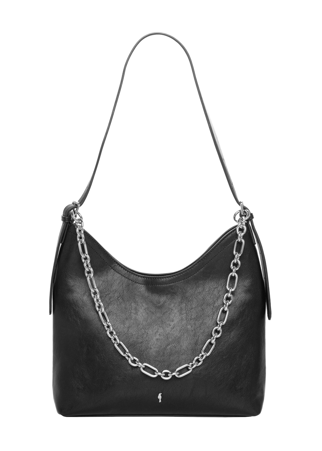 Black women's handbag with jewelry accent TOREC-1325-99(Z26), front product view on a light background.