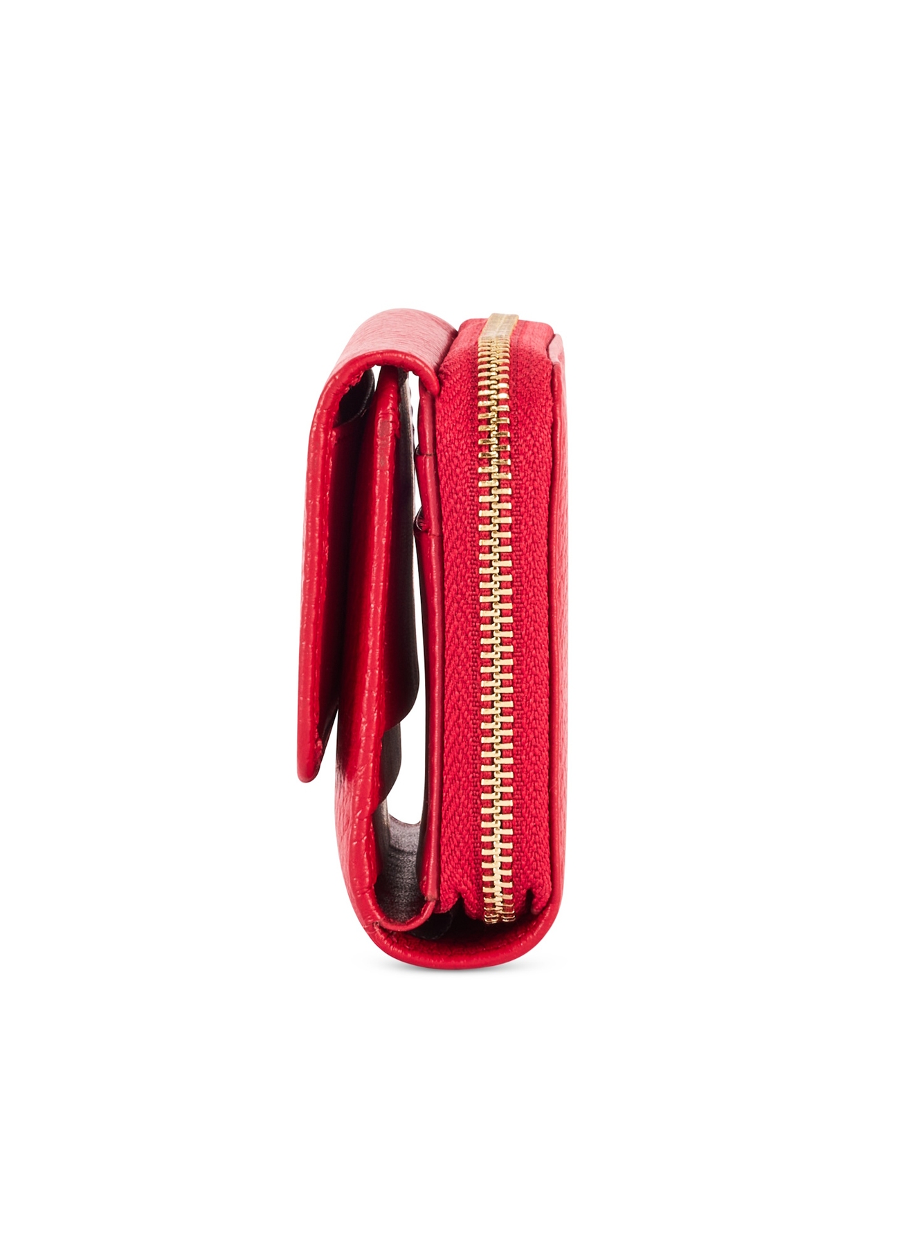 Small red leather women's wallet PORES-0802G-42(Z25), side product view on white background.