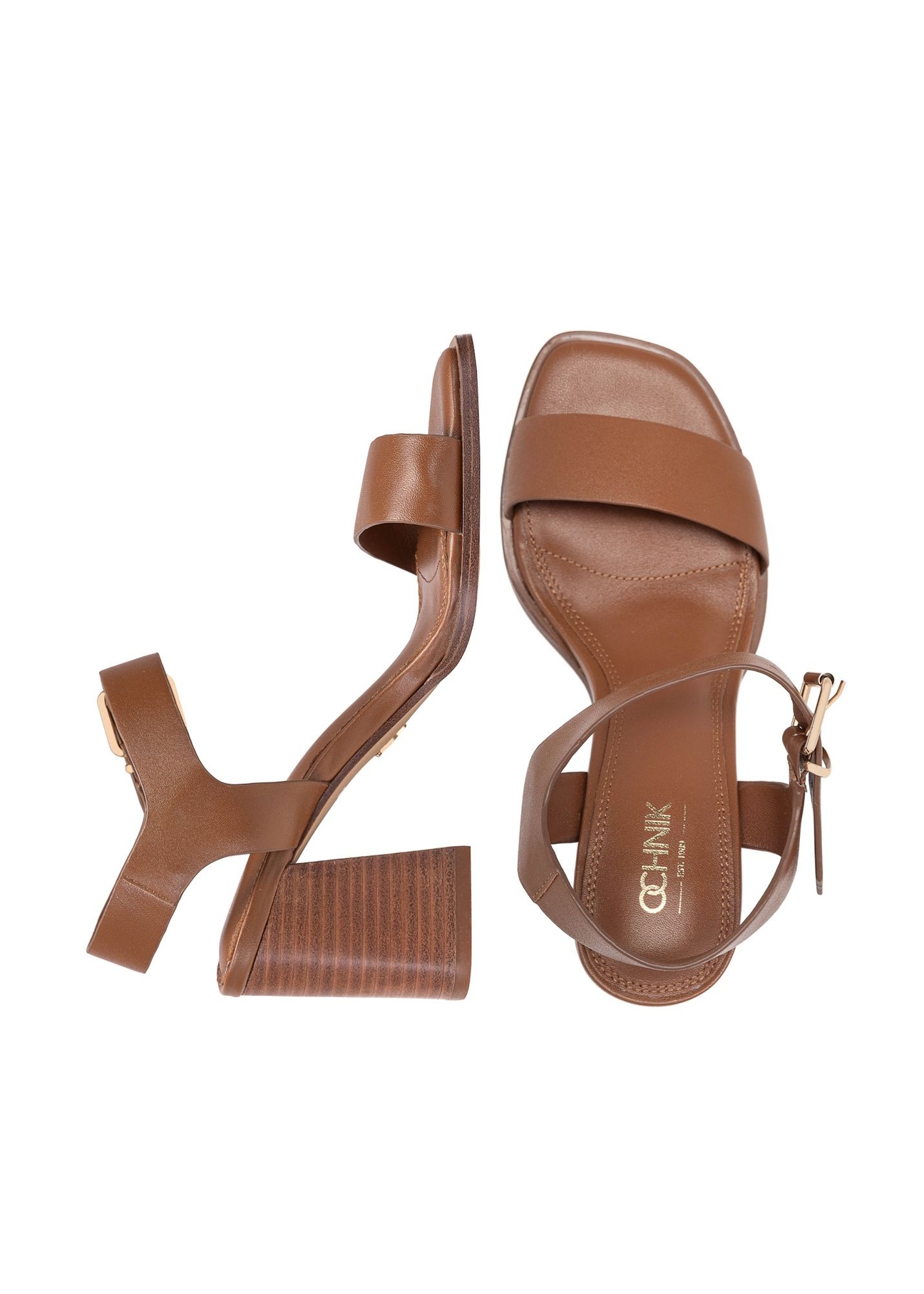 Women's brown leather sandals BUTYD-1178-1D(W26), product view from above on a white background.