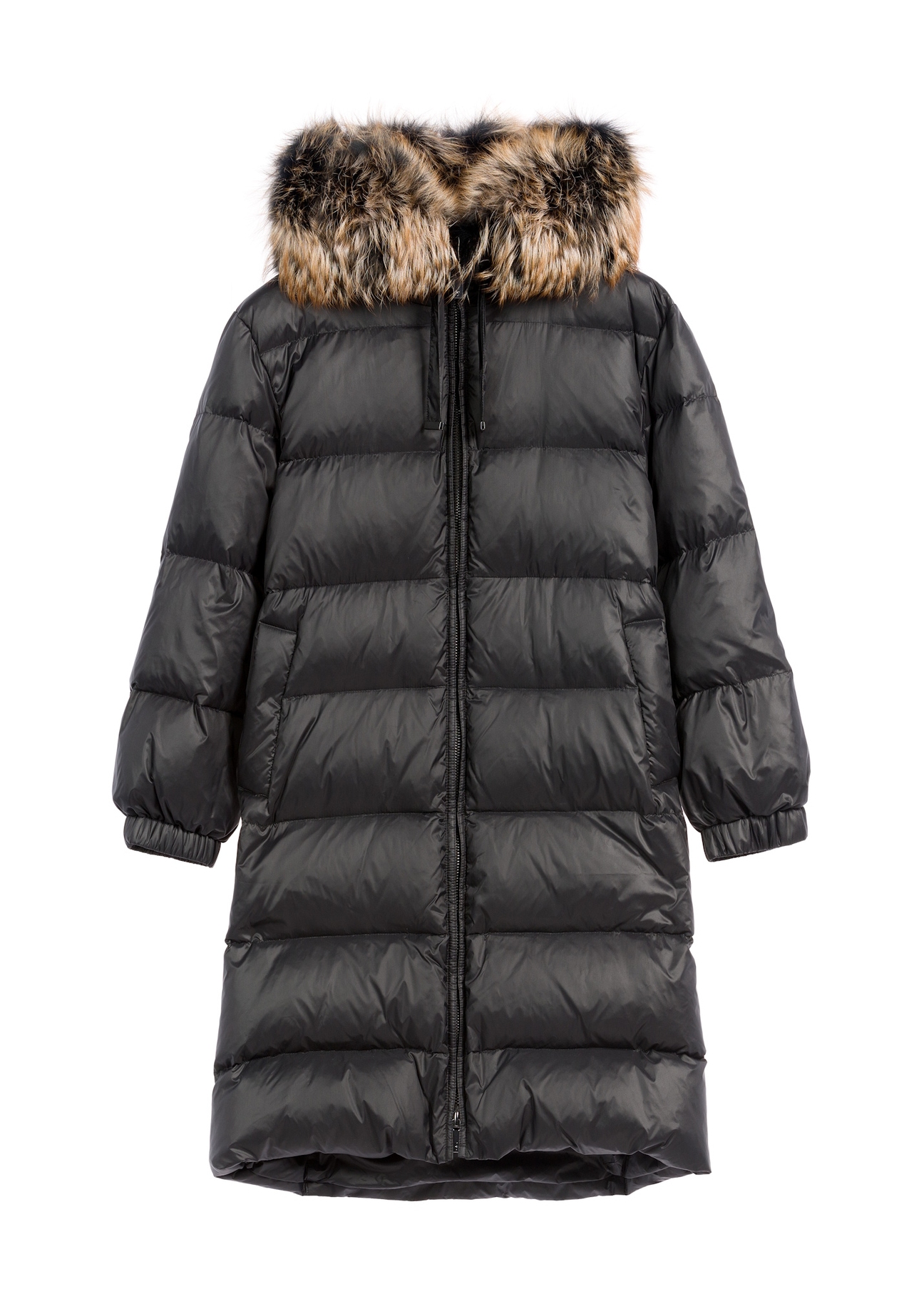 Black women's jacket with natural insulation KURDT-0623-99(Z25)