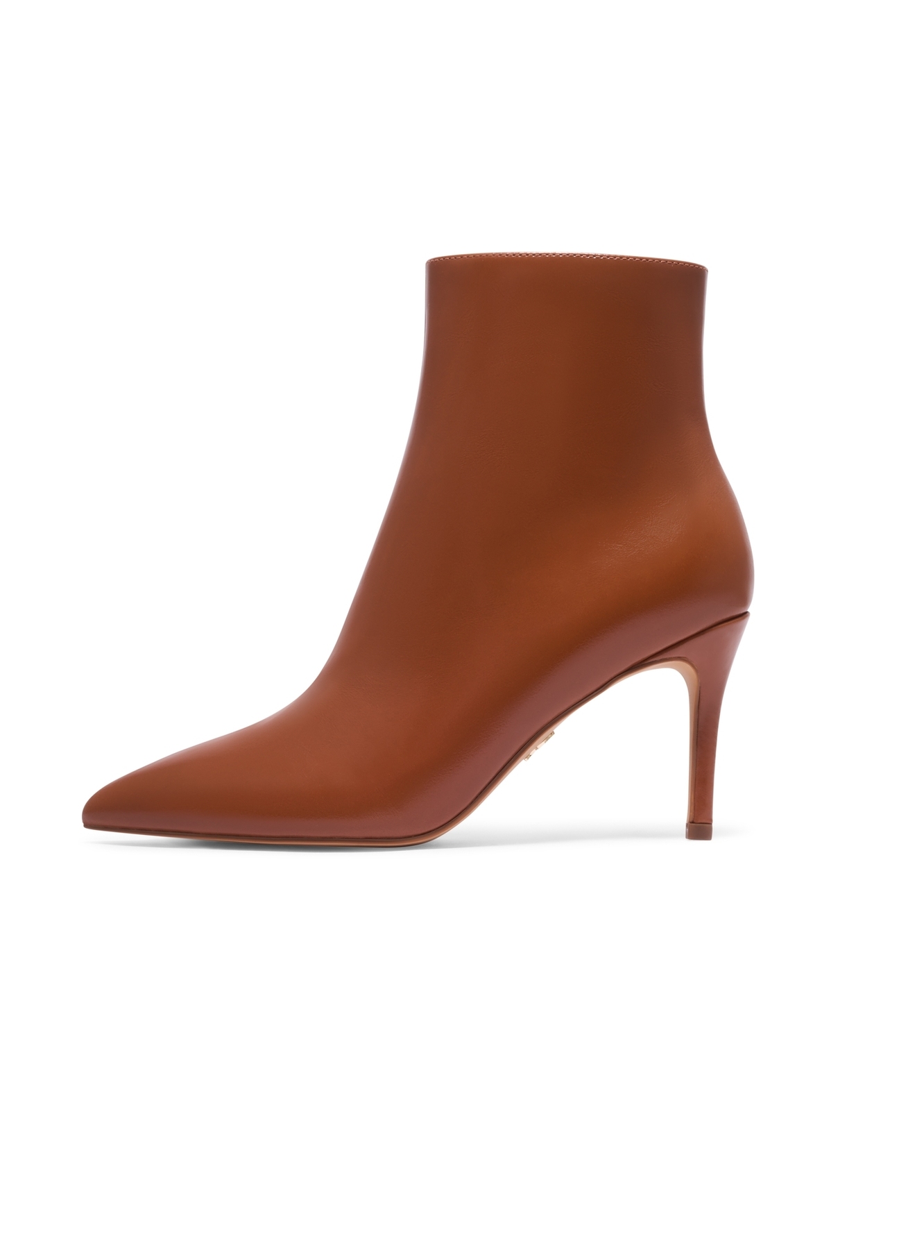 Cognac leather high heel ankle boots BUTYD-1122-1F(Z26), product view from the side on a white background-02.