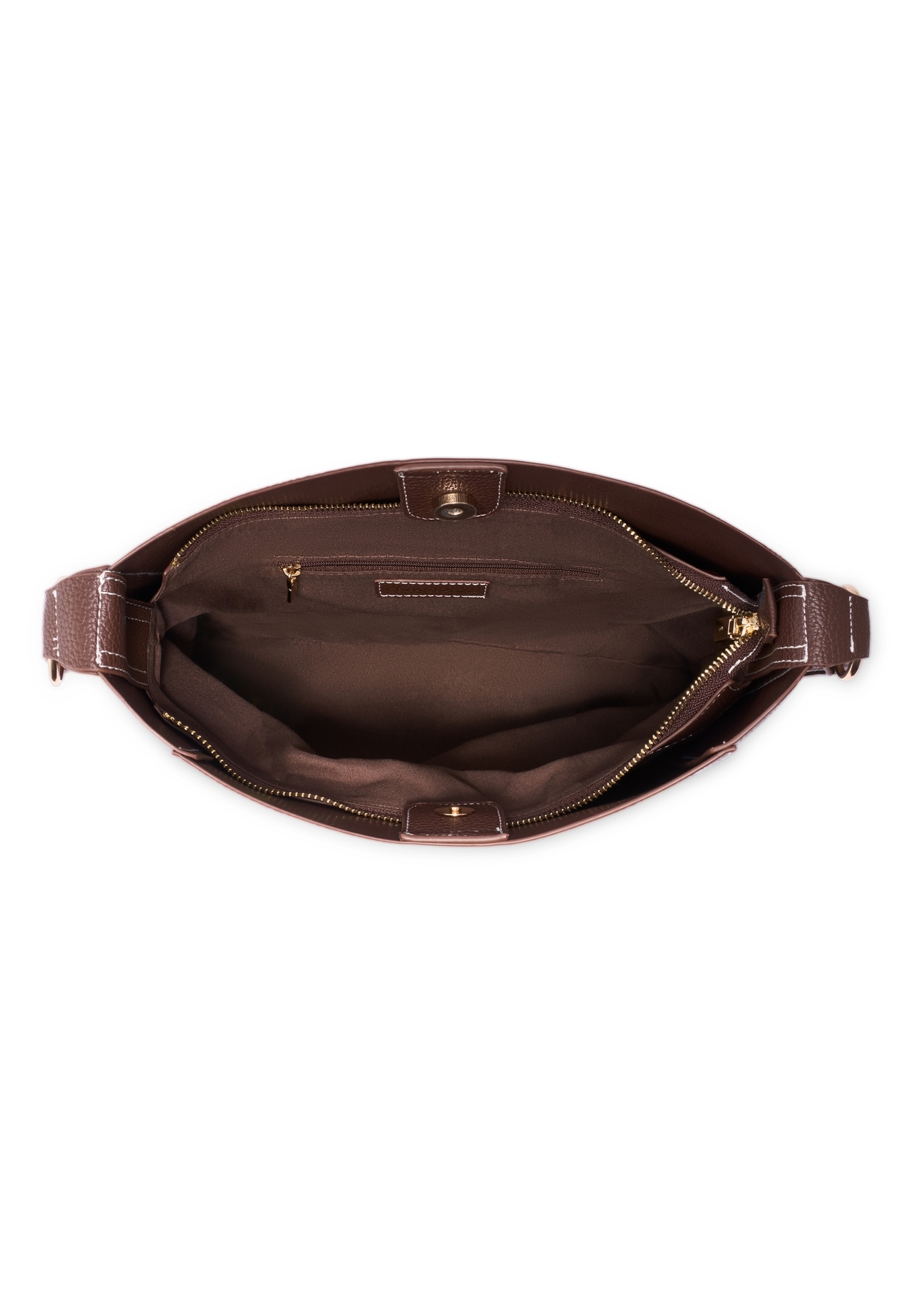 Brown women's hobo bag TOREC-1257-1H(Z26), product view from above on a white background.