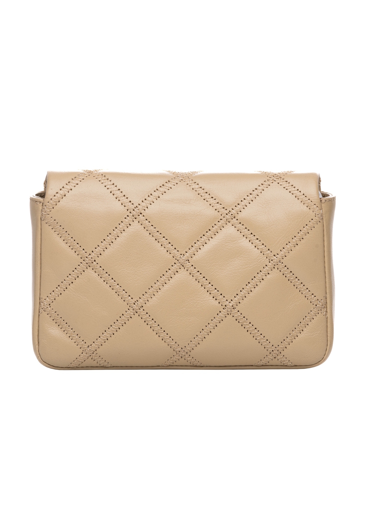 Small beige leather women's handbag TORES-1044-1B(W26), product view from the back on a white background.