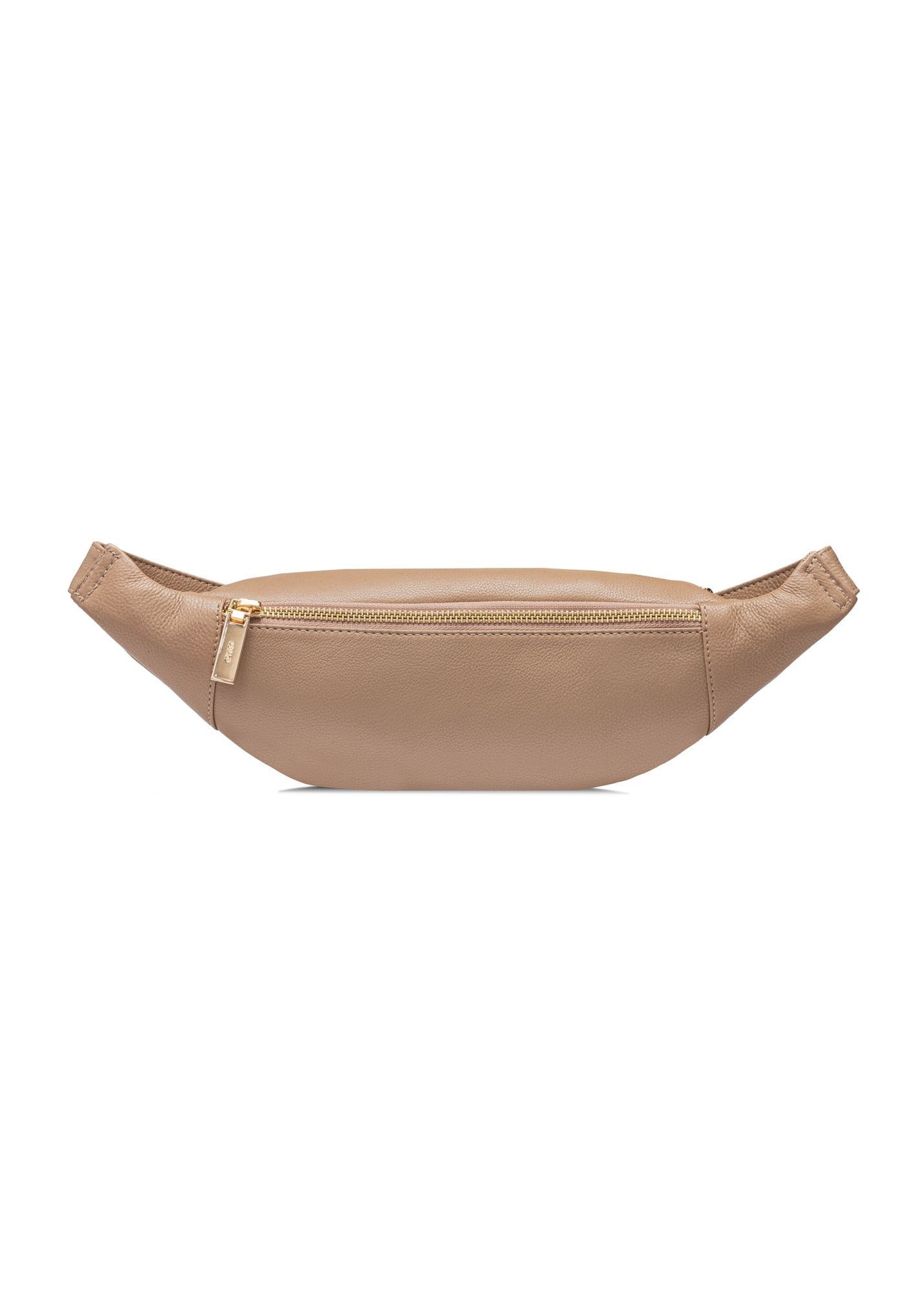 Beige leather women's waist bag TORES-0970F-1B(W26) - back view of the product on a white background.