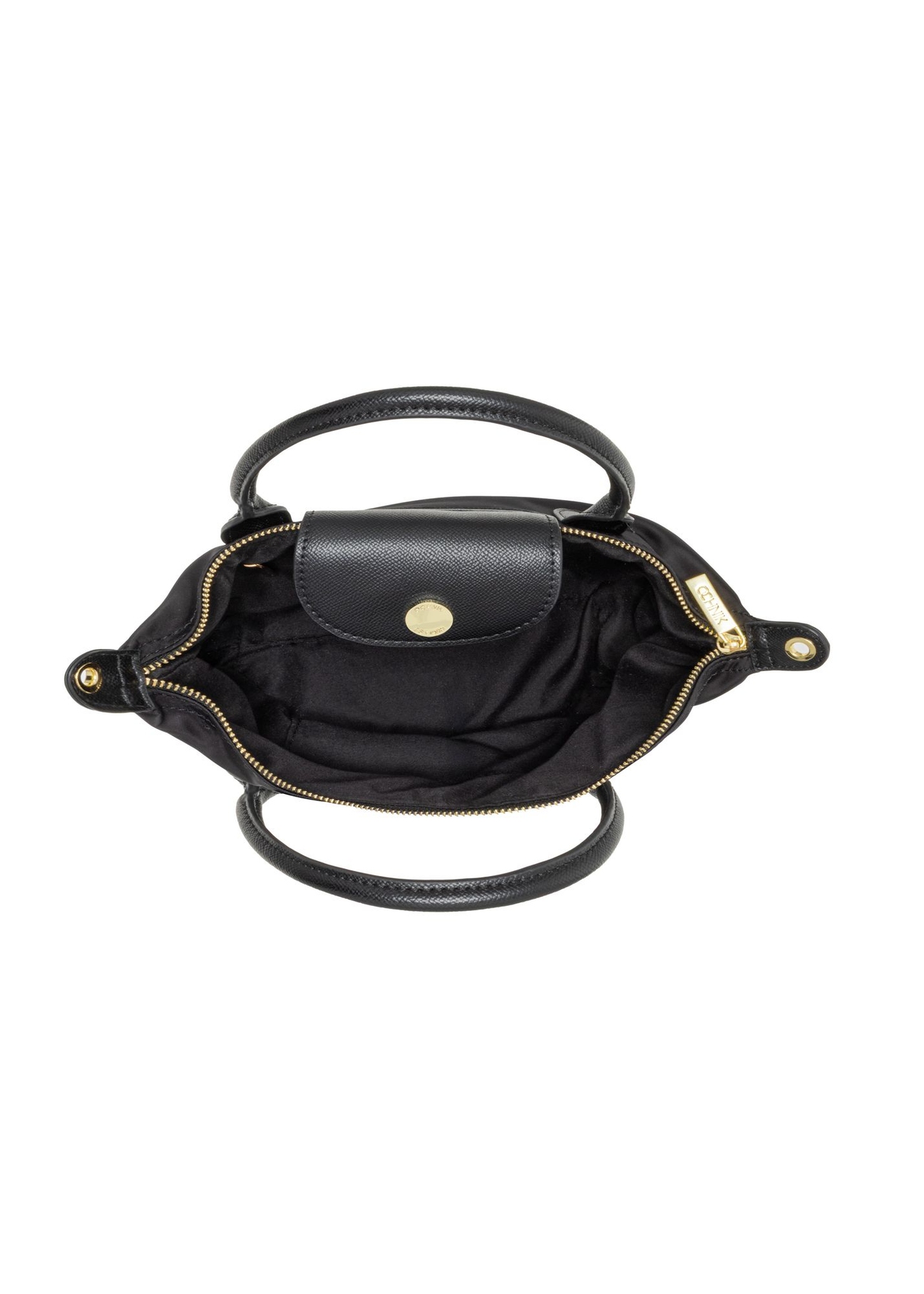 Small black women's handbag TOREN-0318-99(Z25) - top view of the product on a white background.
