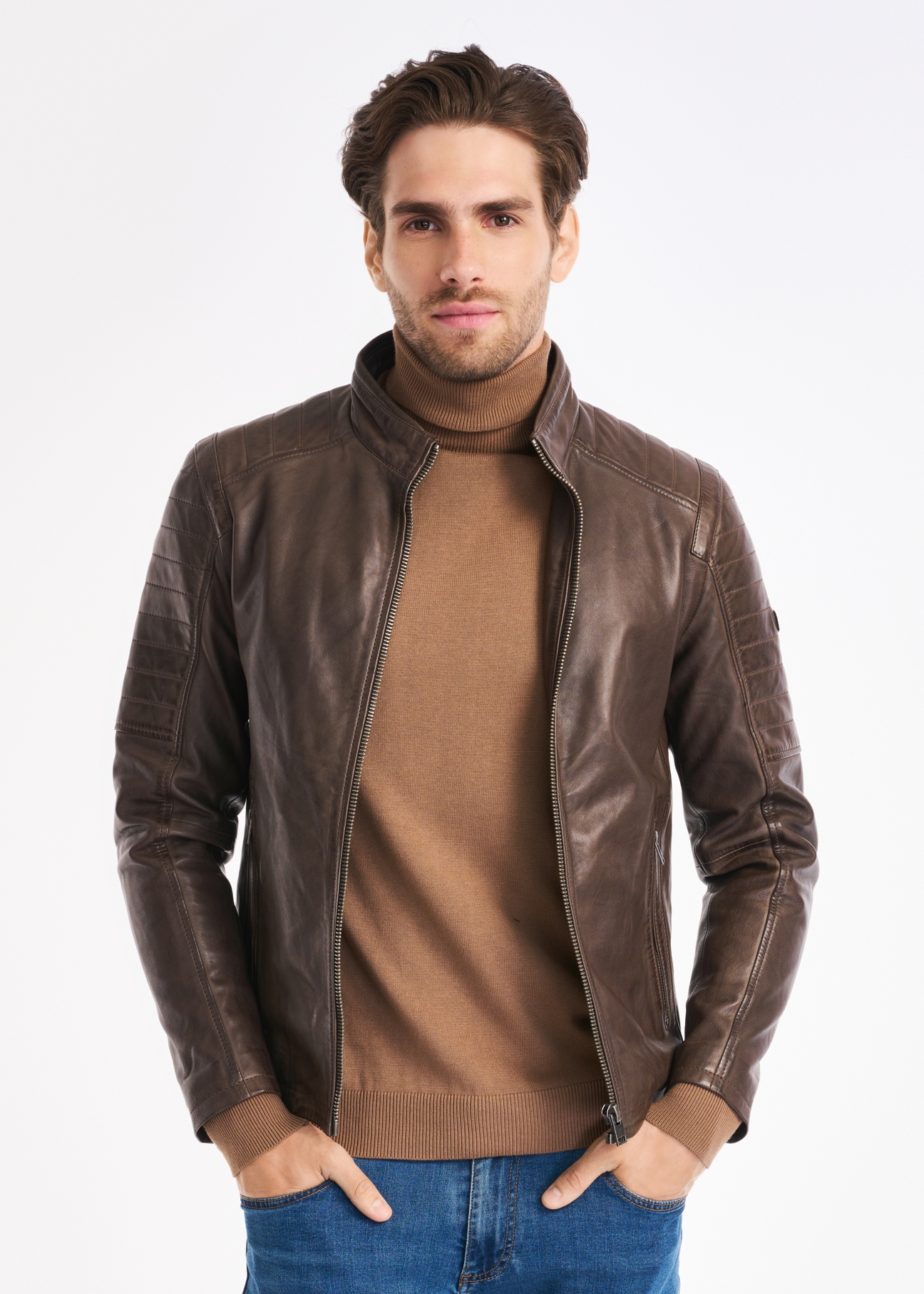 Men's leather jacket KURMS-0287-1259(Z22)-01