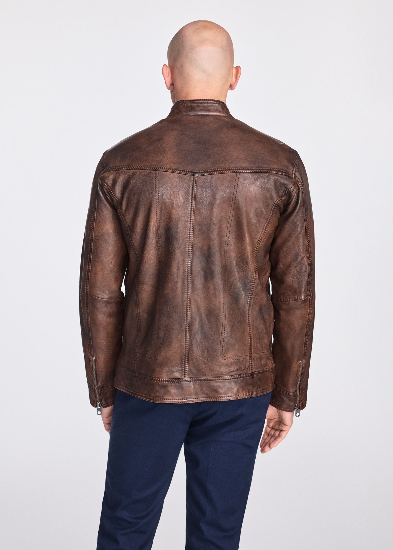 Brown men's vintage leather jacket KURMS-0356-2623(W25)-05