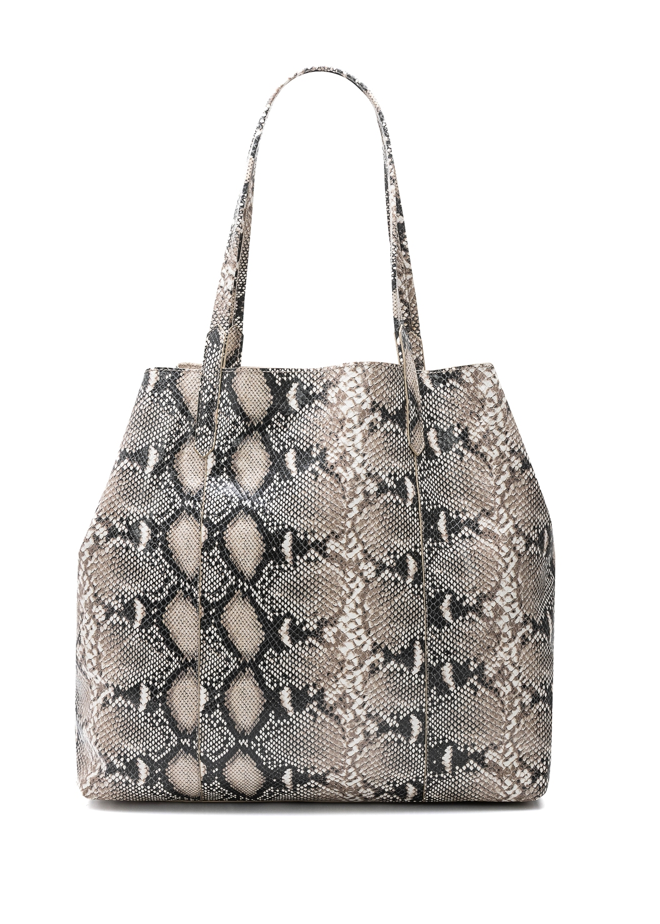 Women's leather shopper bag TORES-1164-86(Z25), product view from the back on a white background.