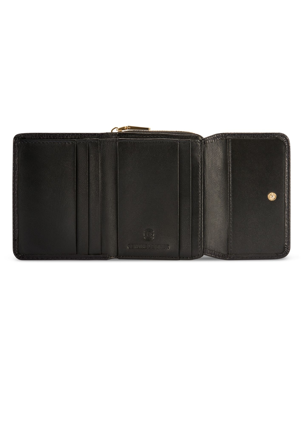 Black leather women's wallet with RFID protection PORES-0825RFID-9I(Z26), product view inside on white background.