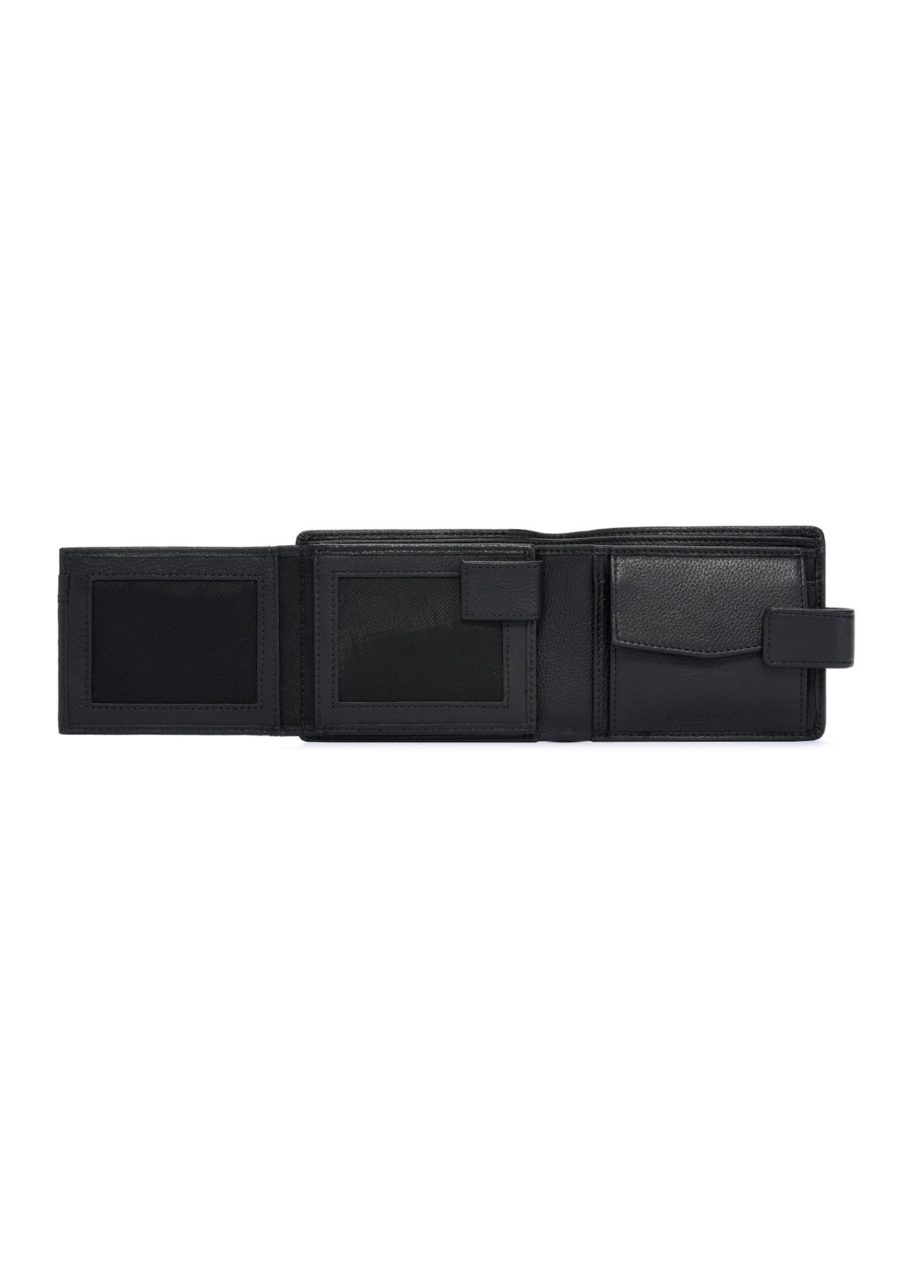 Black men's wallet made of genuine leather PORMS-0631A-99(Z25), product view inside on white background.