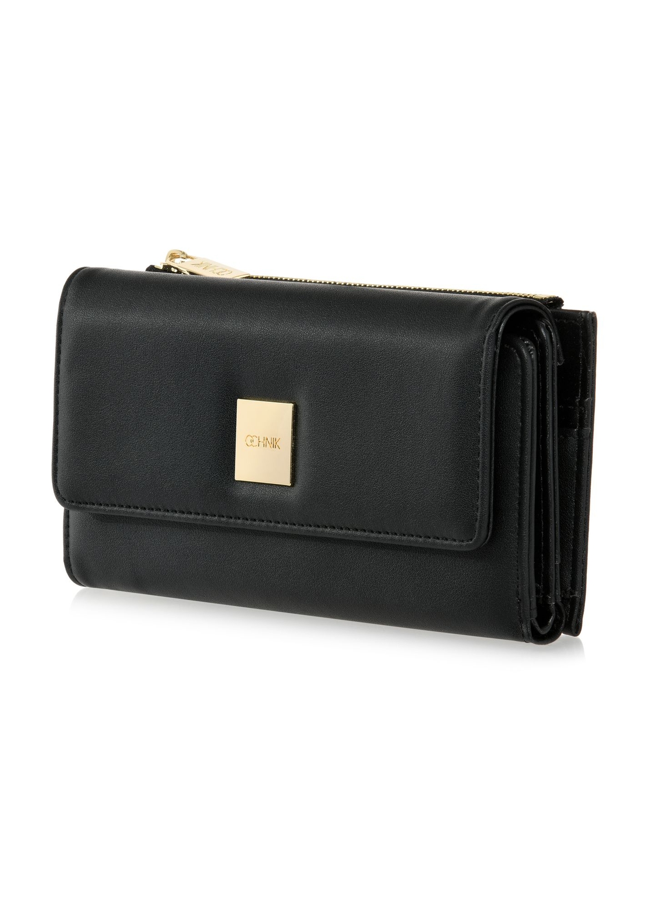 Large black women's wallet with logo POREC-0369-99(W24)-03