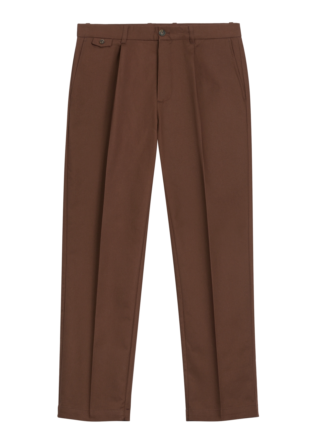 Men's brown cotton trousers SPOMT-0125-1H(Z26), product view from the front on a white background.