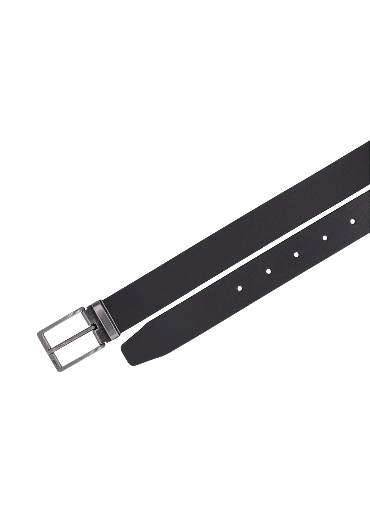 Men's black leather belt PASMS-0289-99(Z26), top view of the product on a white background.