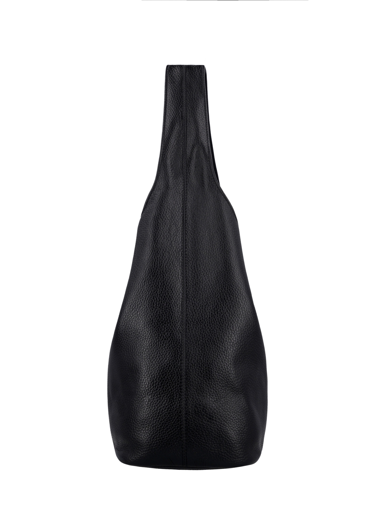 Black leather shopper bag TORES-1372-9I(Z26) – side view of the product on a white background.