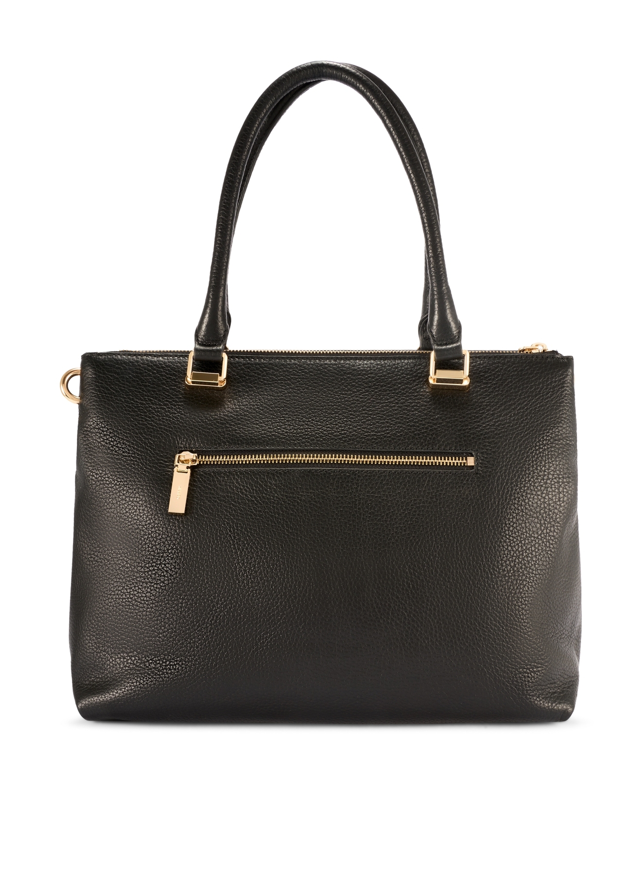Leather black women's shopper handbag TORES-1204-9I(W26), product view from the back on a white background.