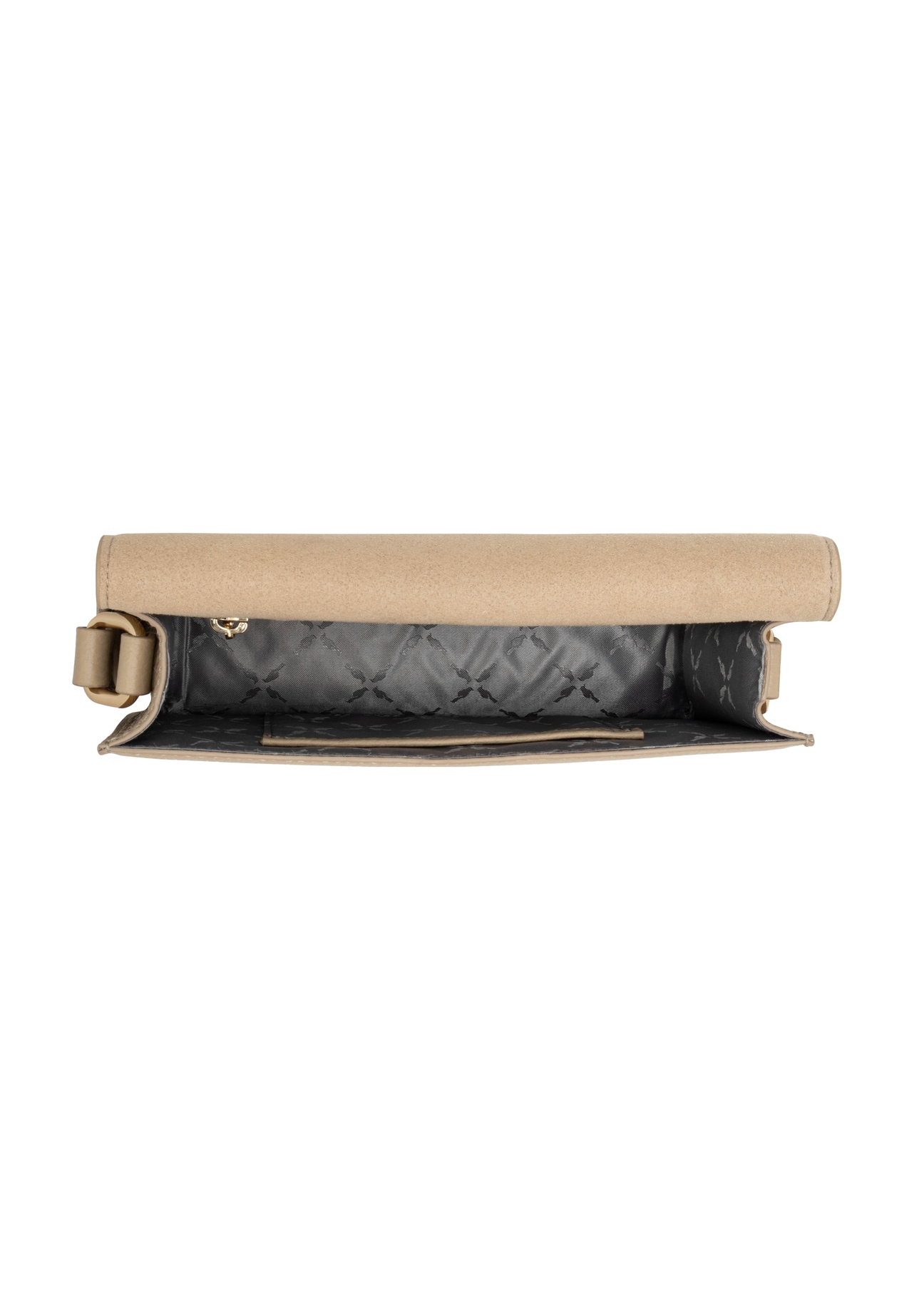 Beige elegant leather women's handbag TORES-1356-1B(Z26), product view from the inside on a white background.