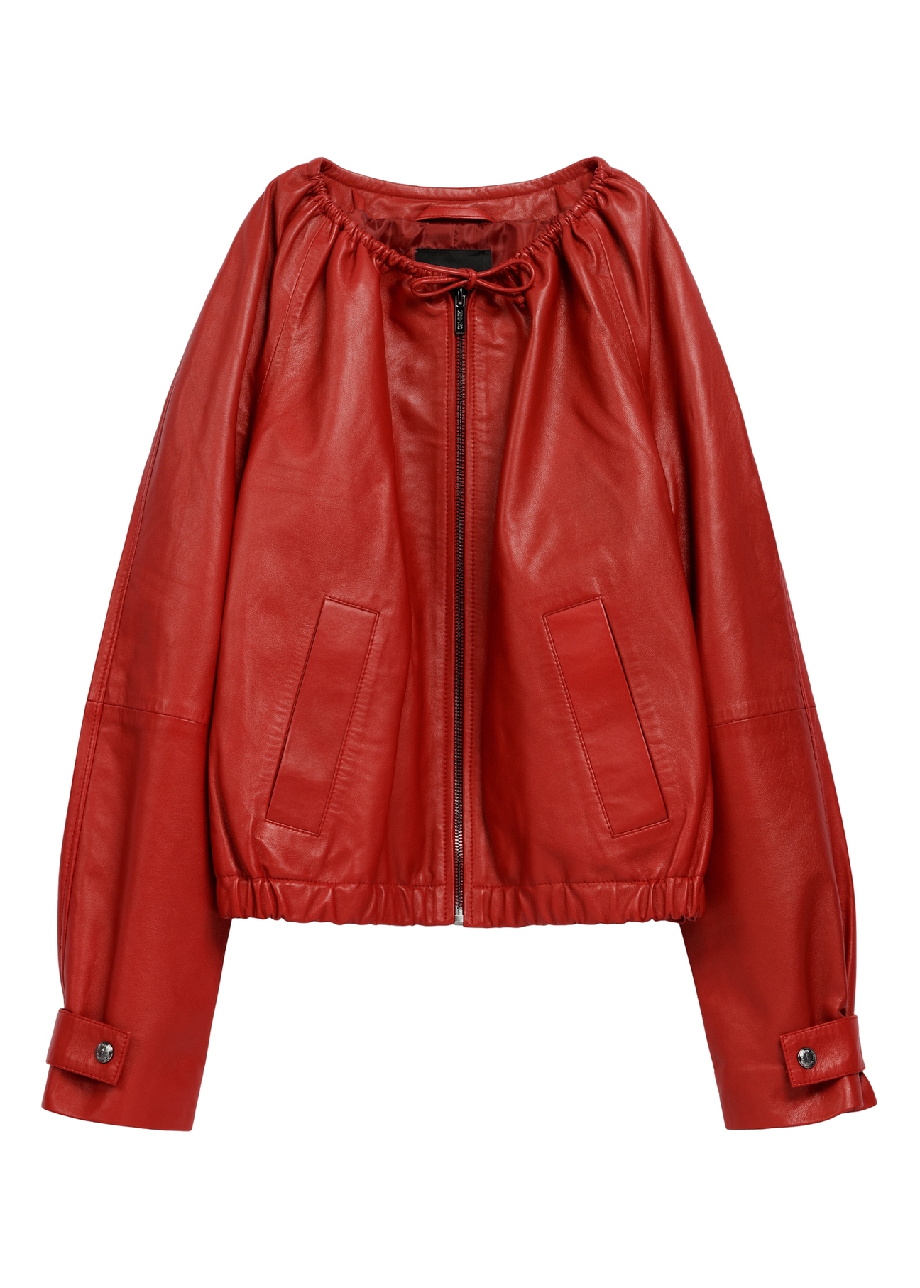 Women's red leather jacket KURDS-0588-4B(W26)