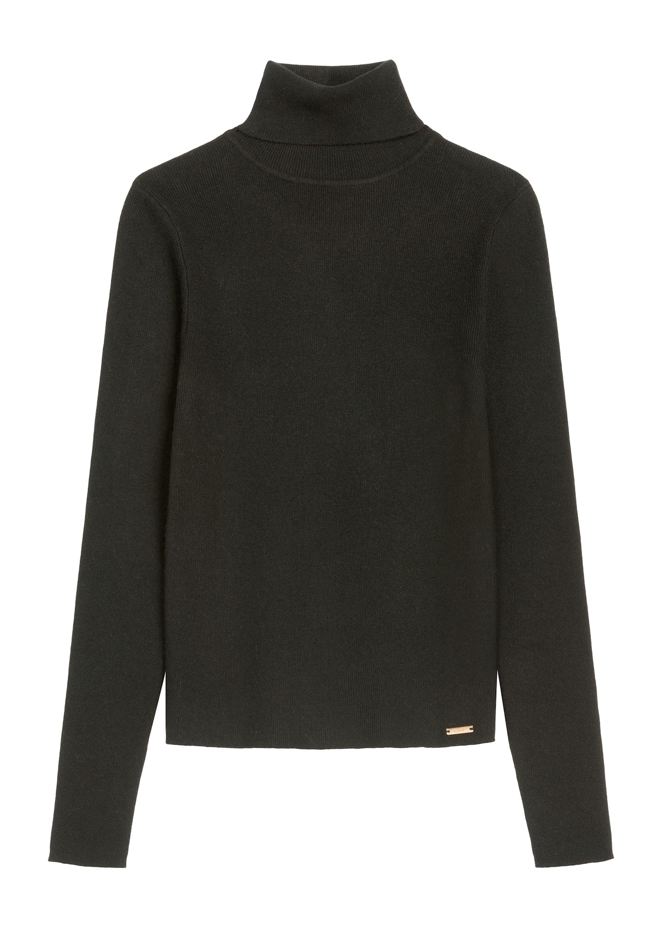 Black women's turtleneck sweater SWEDT-0245-99(Z25), front product view on white background.