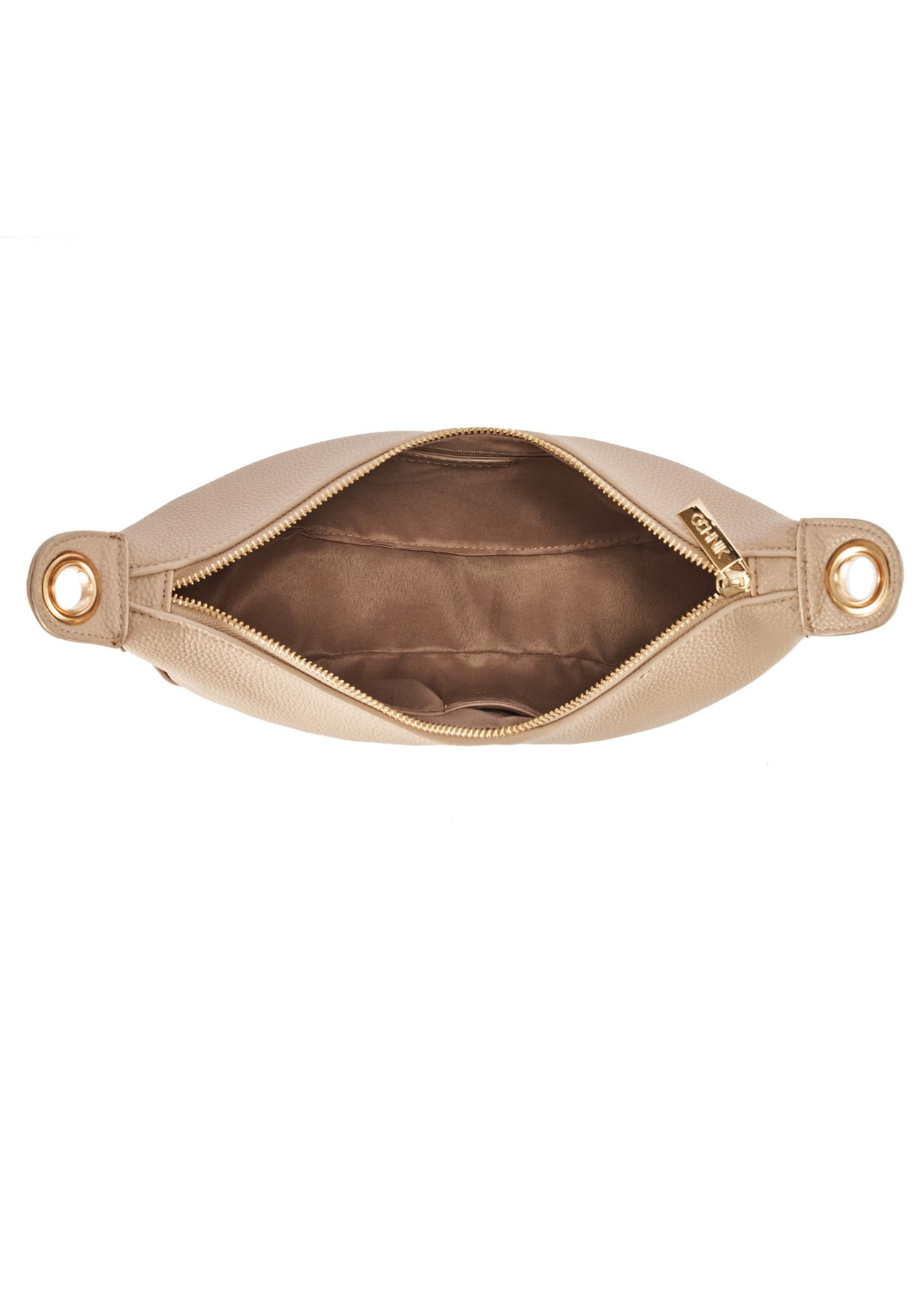 Beige women's hobo-style handbag TOREC-0829A-80(Z25) - product view from above, on a white background.