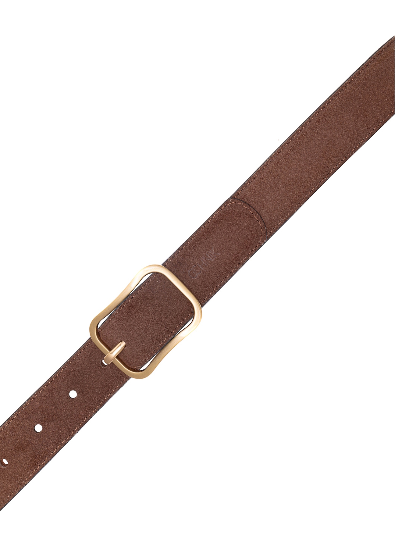 Brown leather women's belt PASDS-0317-89(Z25), product view with buckle on white background.