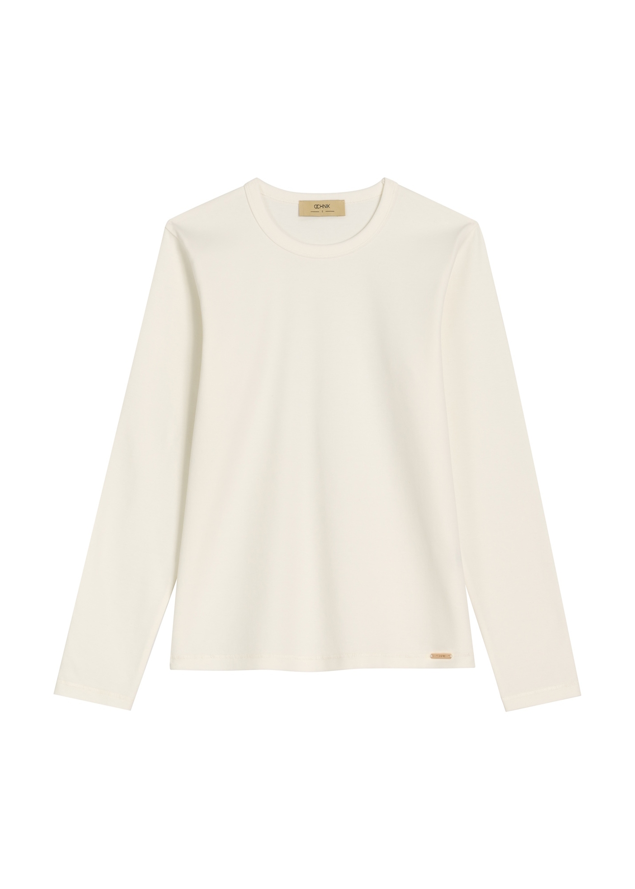 Cream cotton women's longsleeve LSLDT-0052-0B(Z26) - front product view, on a white background.