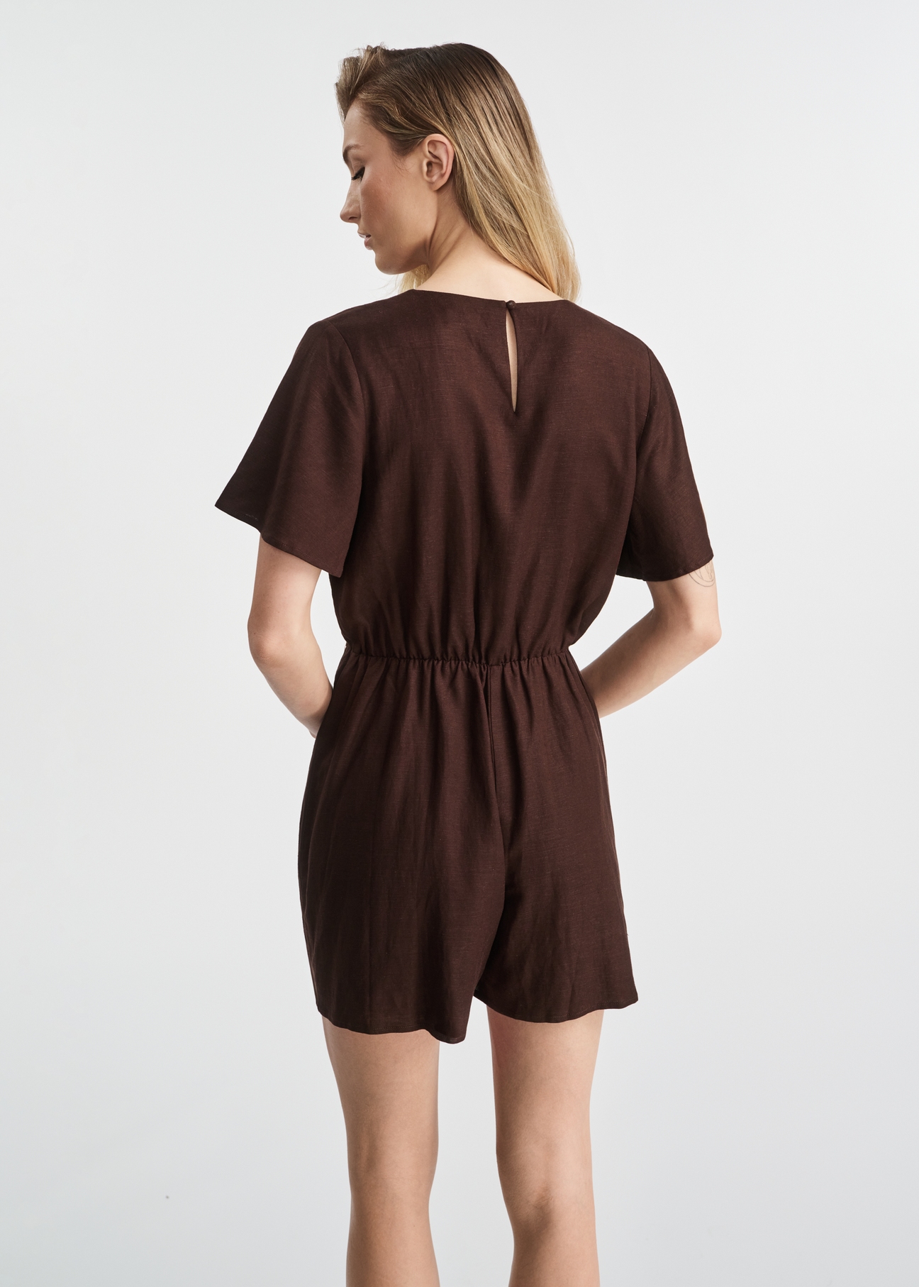 Brown short women's jumpsuit KOBDT-0008-89(W25)-03