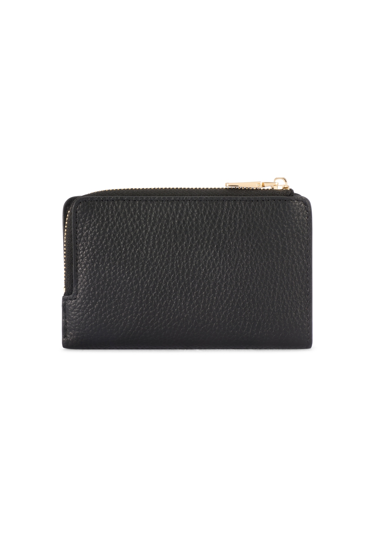 Women's leather wallet in black color PORES-0977R-9I(W26), product view from the back on a white background.