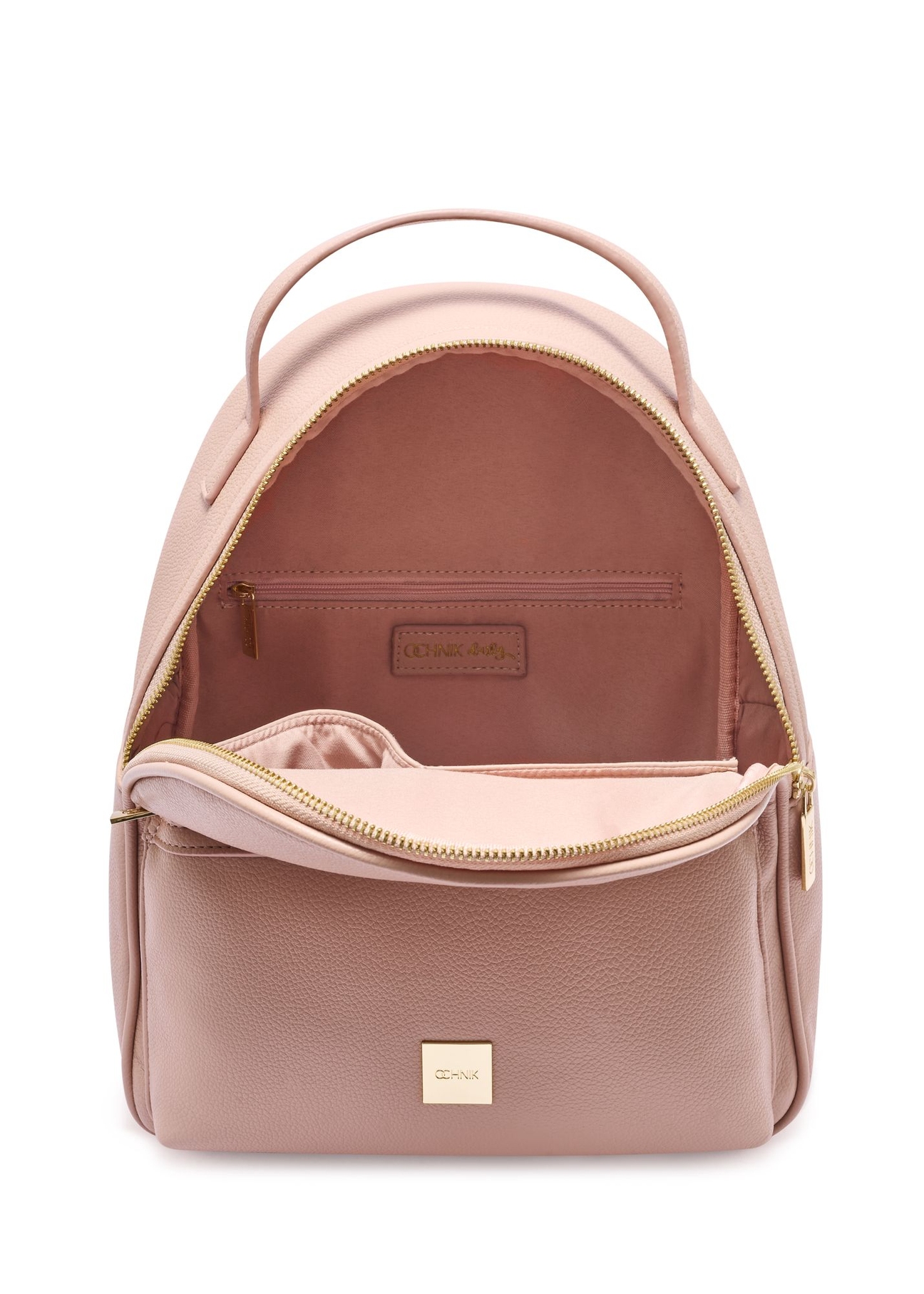 Pink women's medium backpack TOREC-0920-5A(W26) - front product view, on white background.