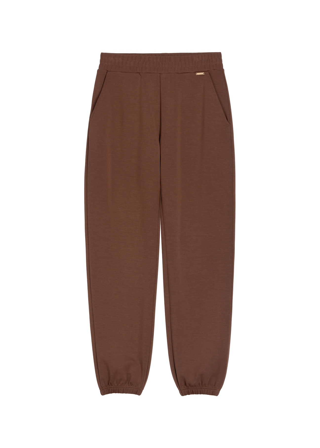 Brown women's trousers SPODT-0117-1H(Z26), front product view on white background.