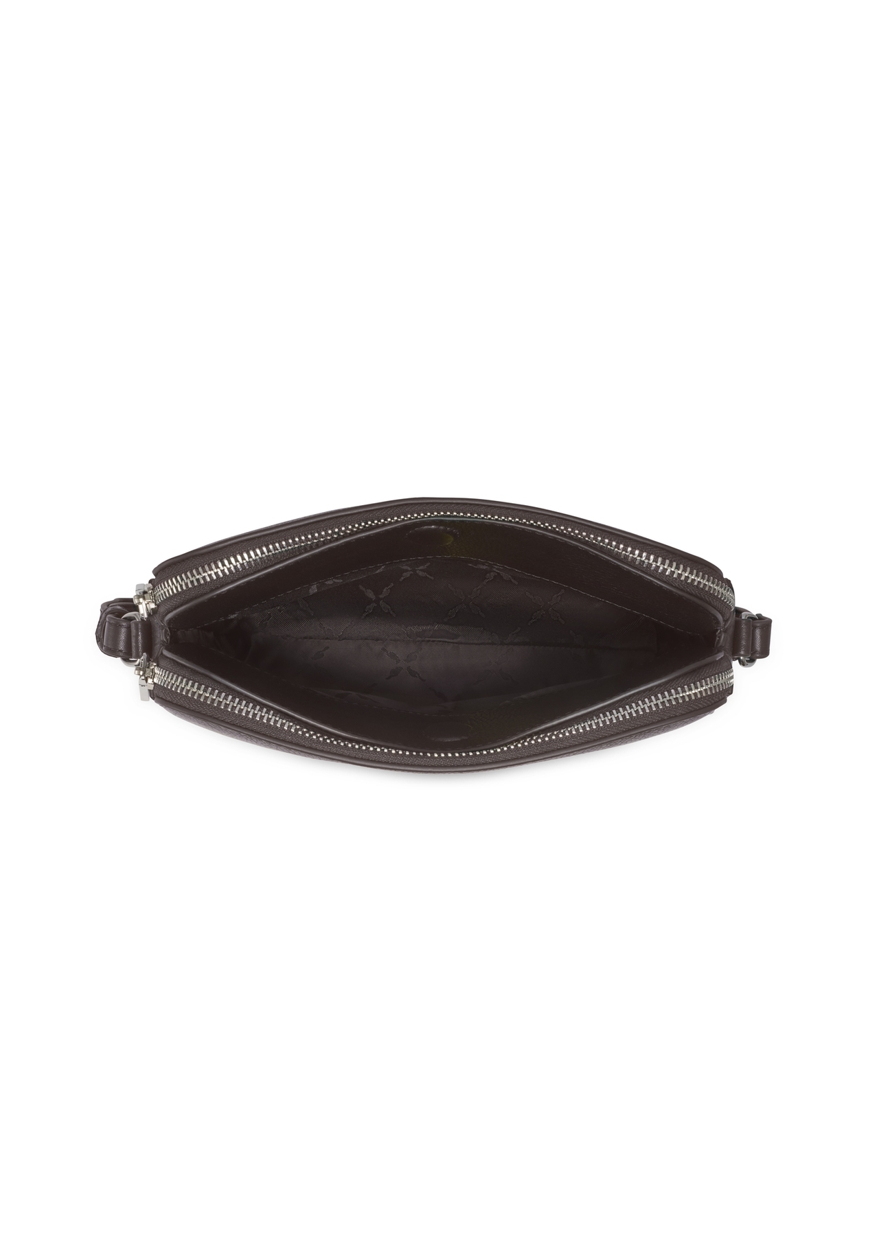 Small brown leather women's handbag TORES-1353-1H(Z26), product view inside on white background.