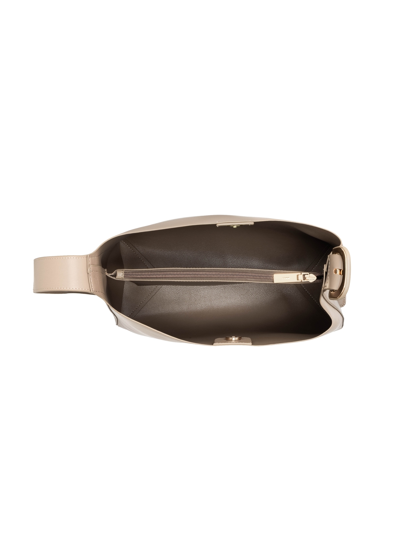 Large women's shoulder bag in cool beige color TOREC-1337-1K(Z26) - product view from above, on a white background.