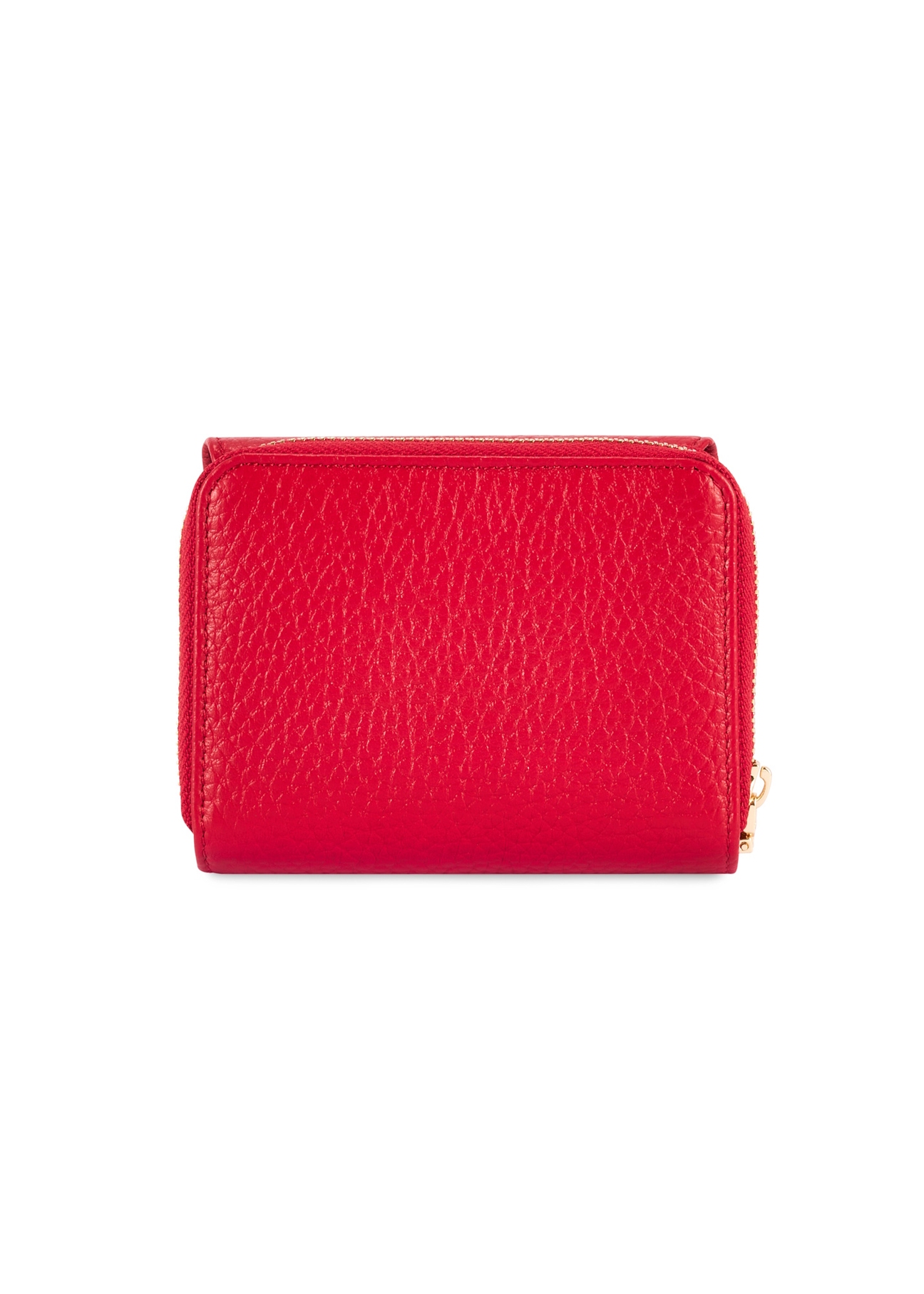 Small red leather women's wallet PORES-0802G-42(Z25), back view of the product on a white background.