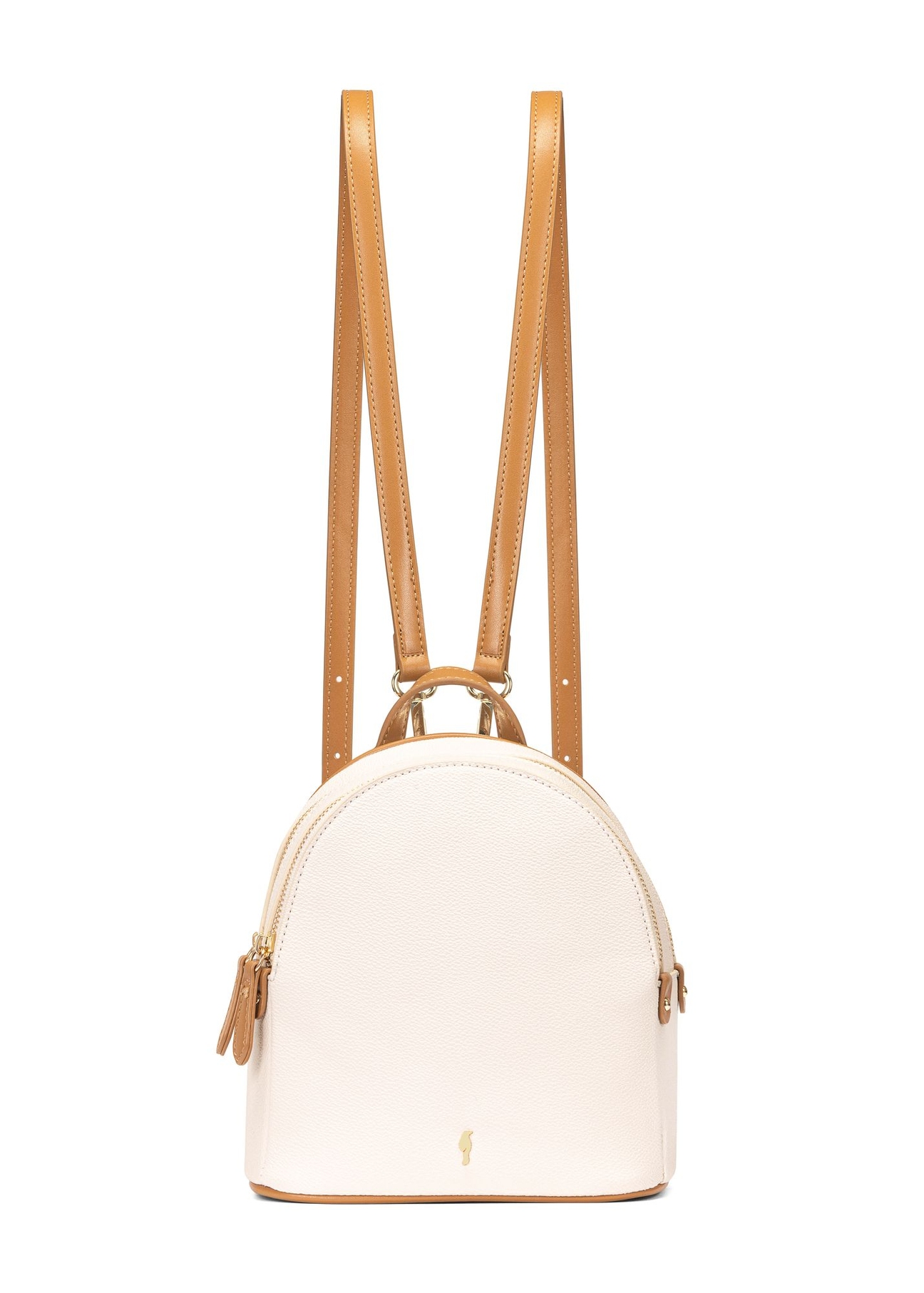 Small women's backpack in cream color TOREC-0999-12(W25)-front view on white background.