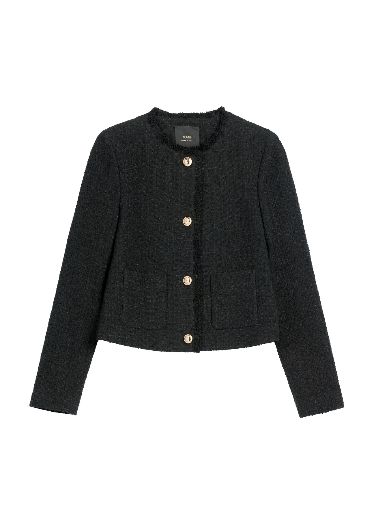 Black short women's jacket ZAKDT-0041-99(W26), front product view on white background.