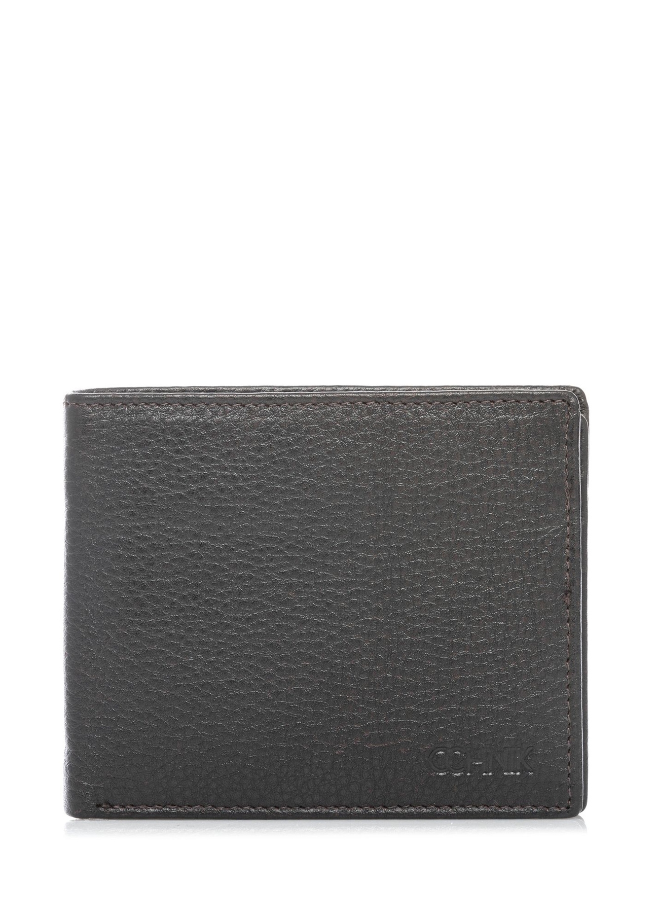 Dark brown small leather men's wallet PORMS-0687-1I(W26) - front product view, on white background.