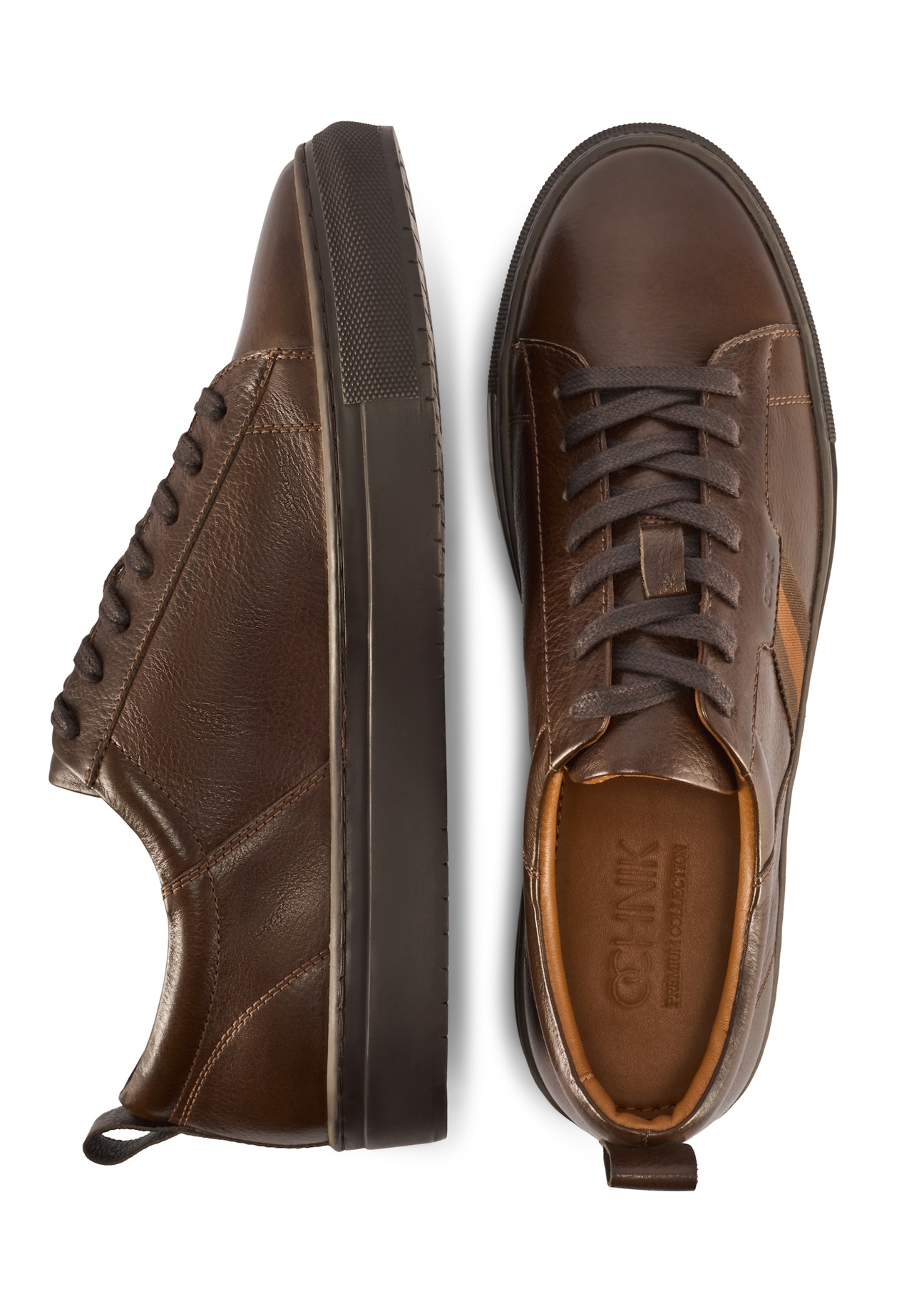 Dark brown men's leather shoes BUTYM-0430A-1I(W26), top view of the product on a white background.