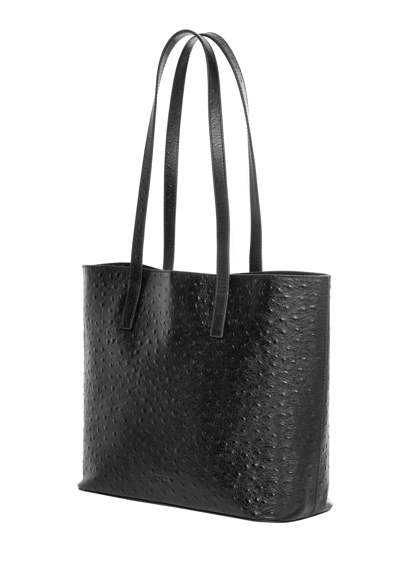 Black leather women's shopper handbag TORES-1389-9P(Z26), diagonal product view on a white background.