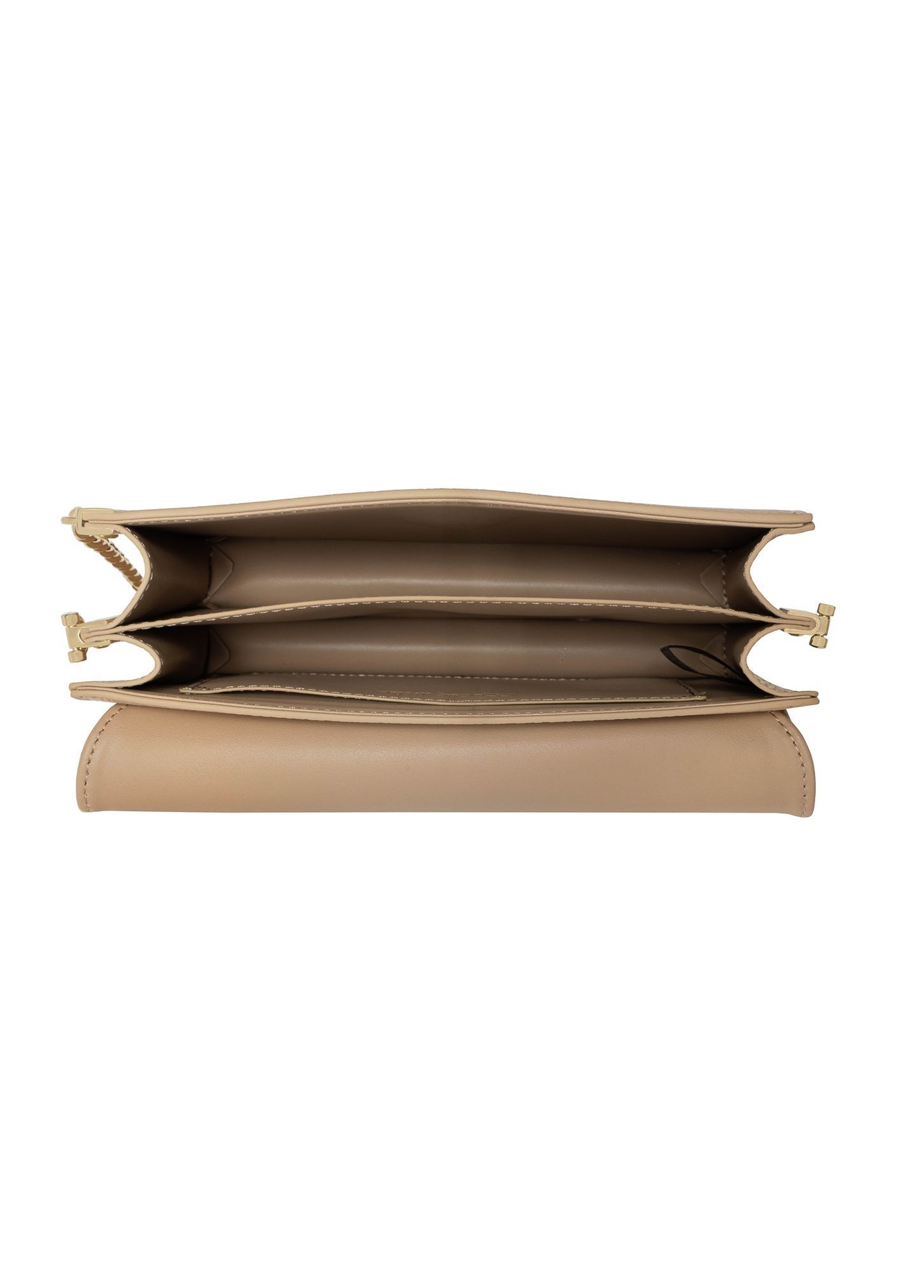 Beige women's handbag with monogram TOREC-0536C-81(Z25), product view inside on white background.