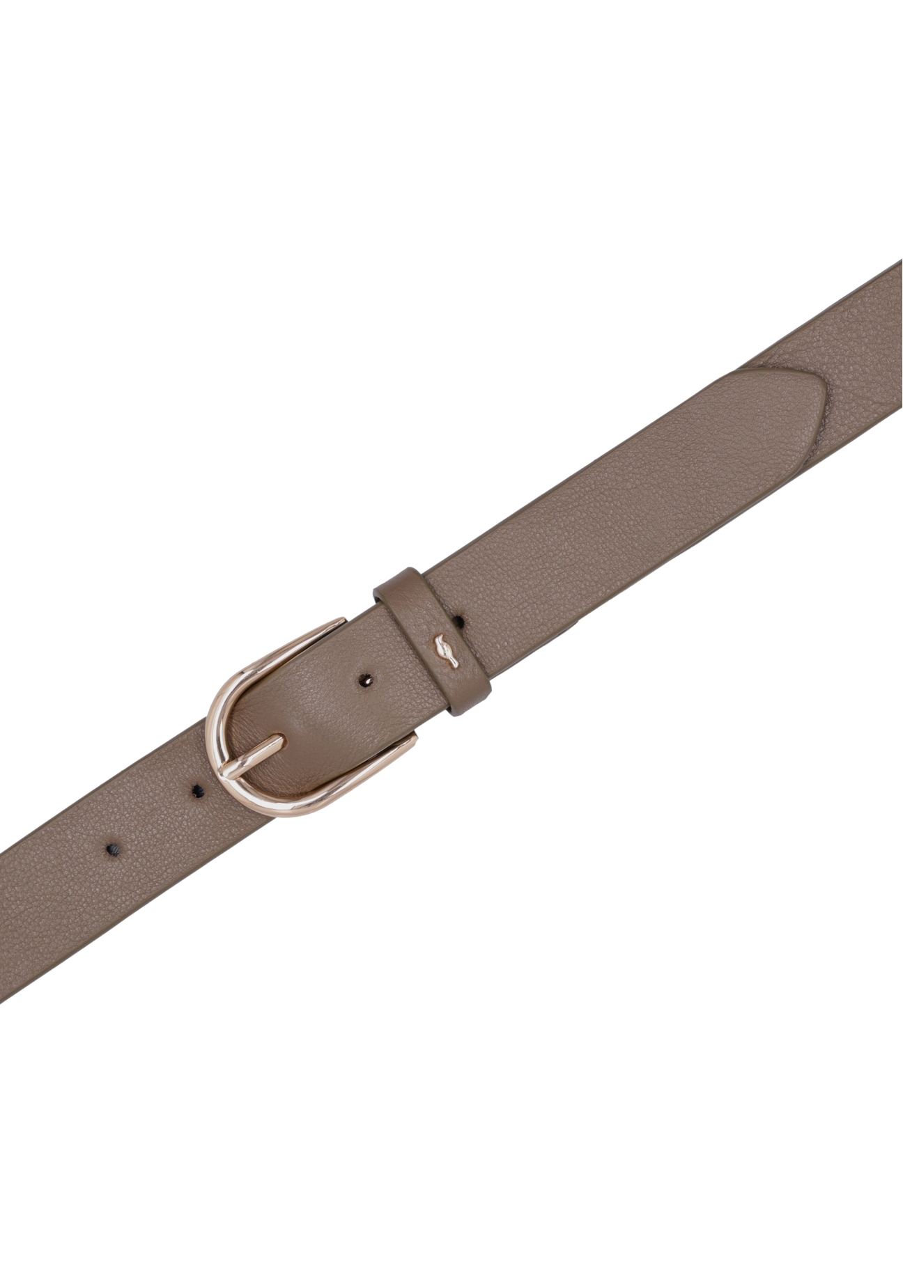 Dark beige leather women's belt PASDS-0345-1K(Z26), product view from above on white background.