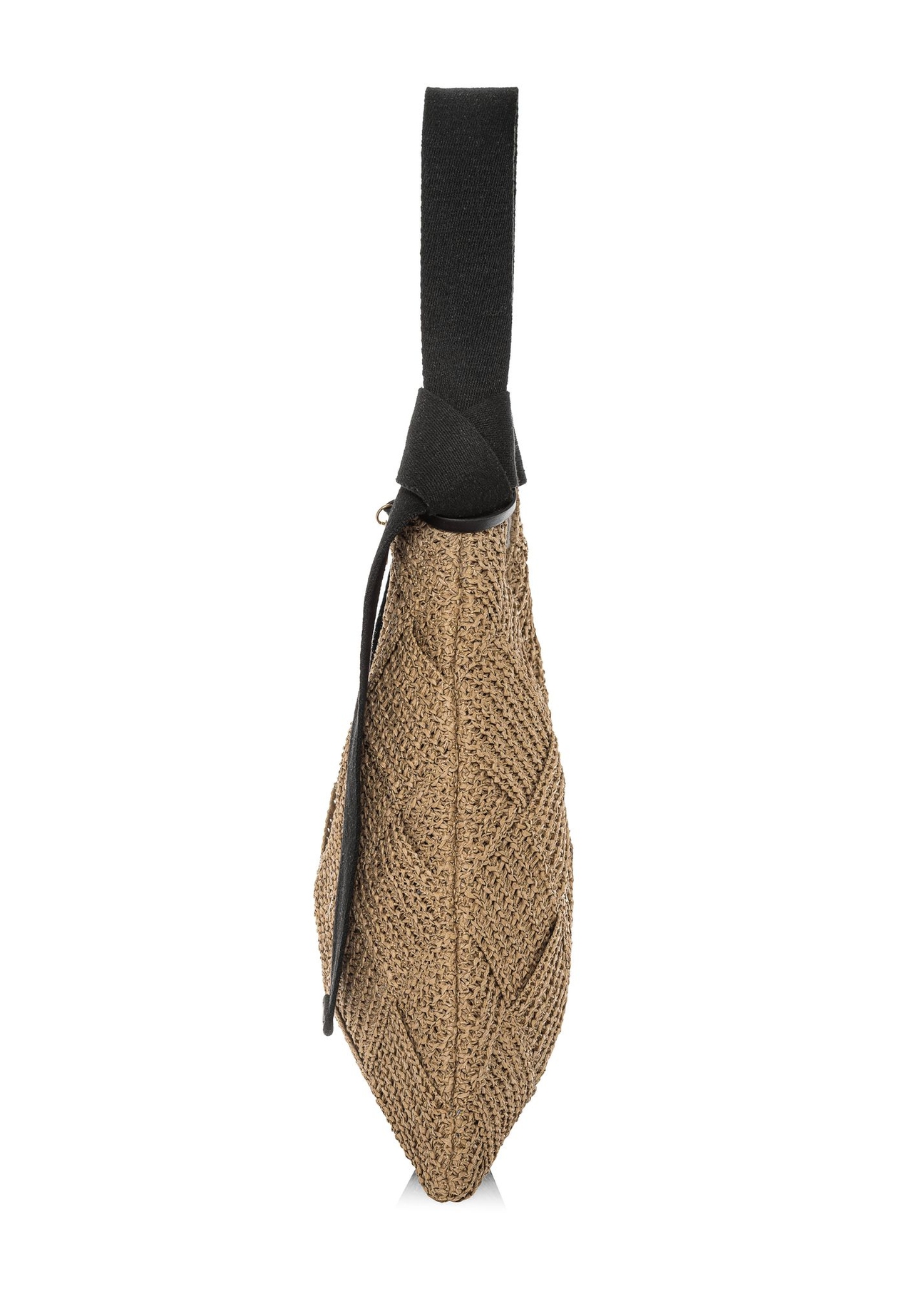 Beige women's handbag made of natural fiber TOREC-1039-1E(W26) - side view of the product, on a white background.