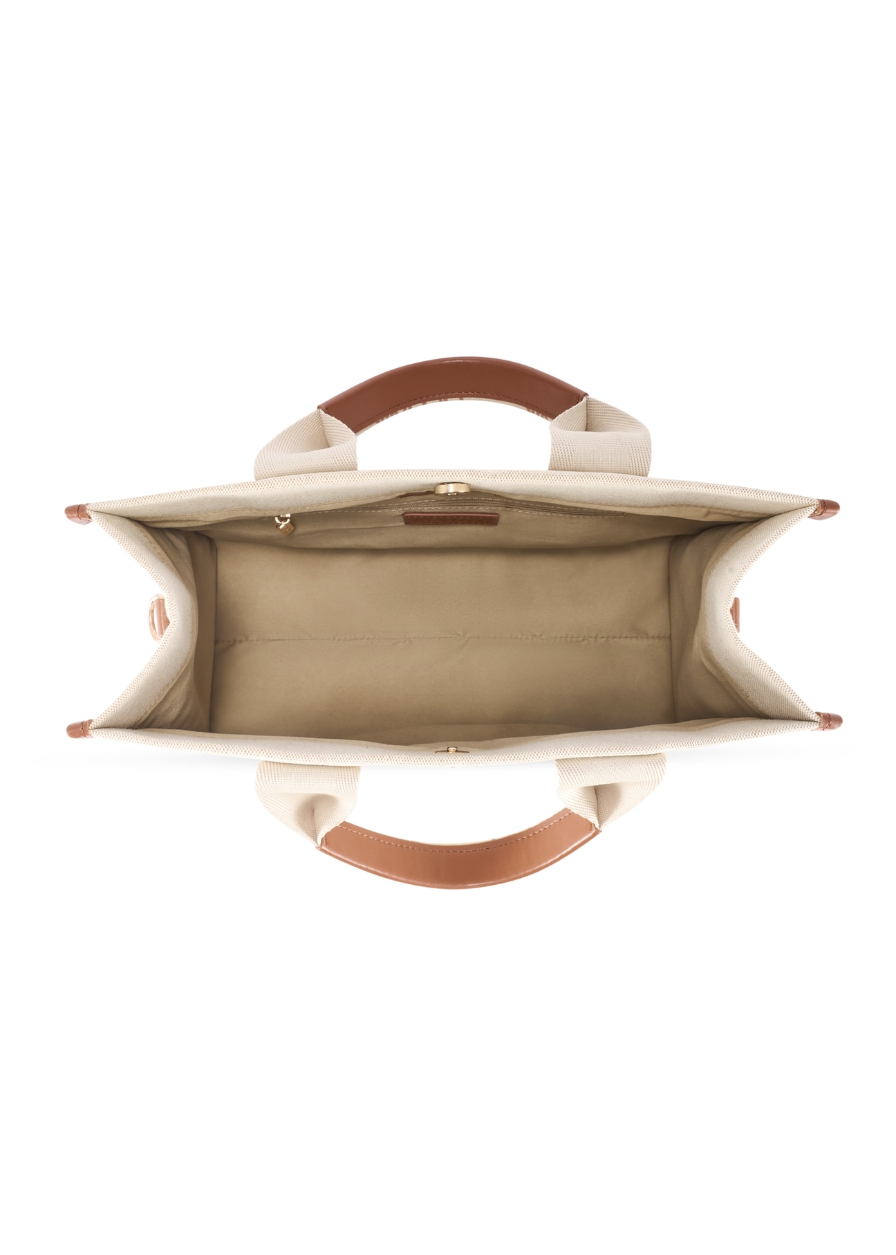 Beige women's tote bag TOREN-0288A-1E(W26), product view inside on white background.