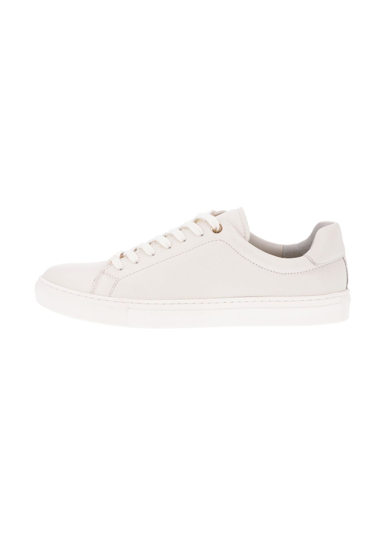 Cream leather women's sneakers BUTYD-1068-0B(Z26). Product view from the side, on a white background.