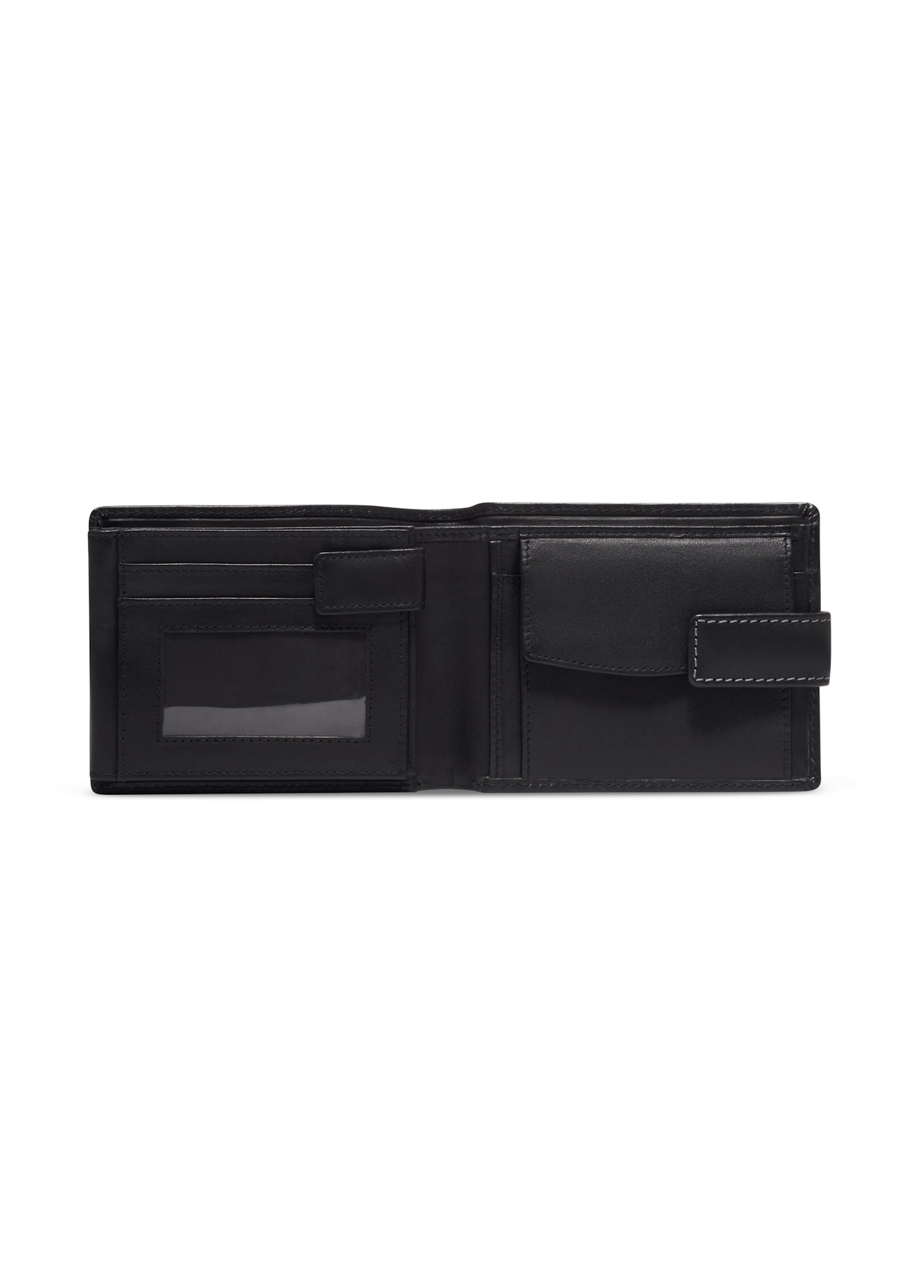 Black men's leather wallet PORMS-0700-99(Z26), product view inside on a light background.